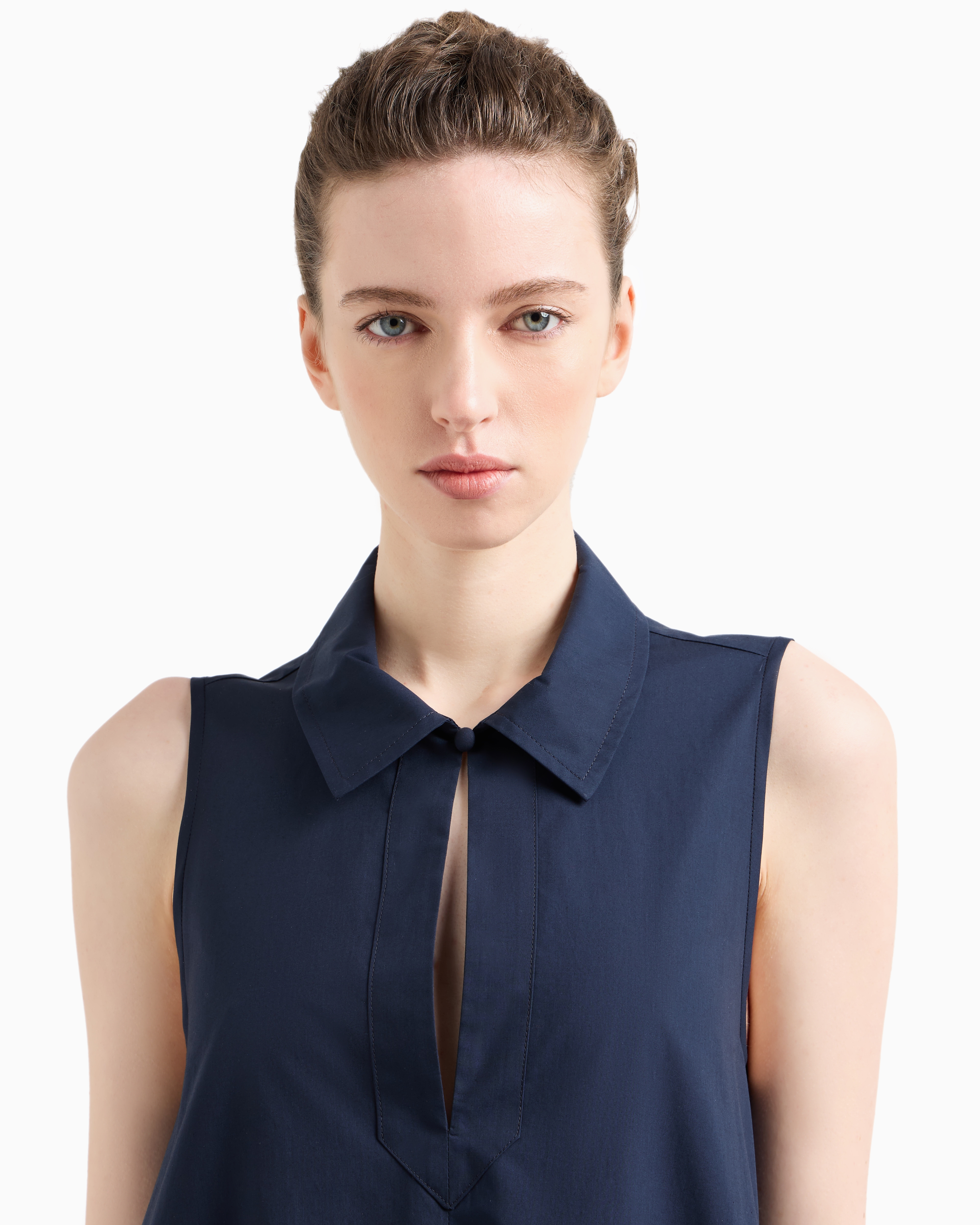 Poplin flared long dress | Emporio Armani