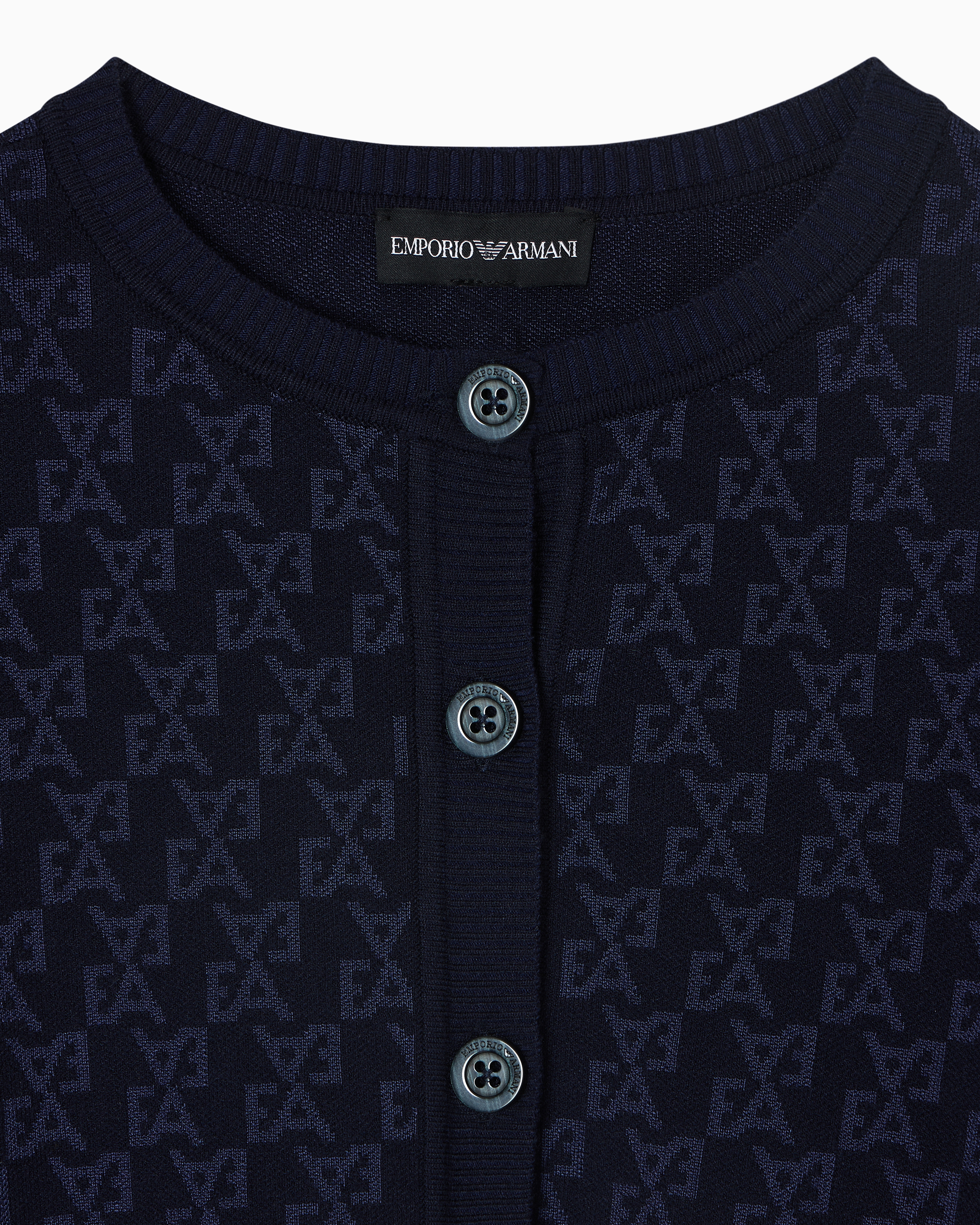 ニットカーディガン ジャカード オールオーバーEAロゴ | Emporio
