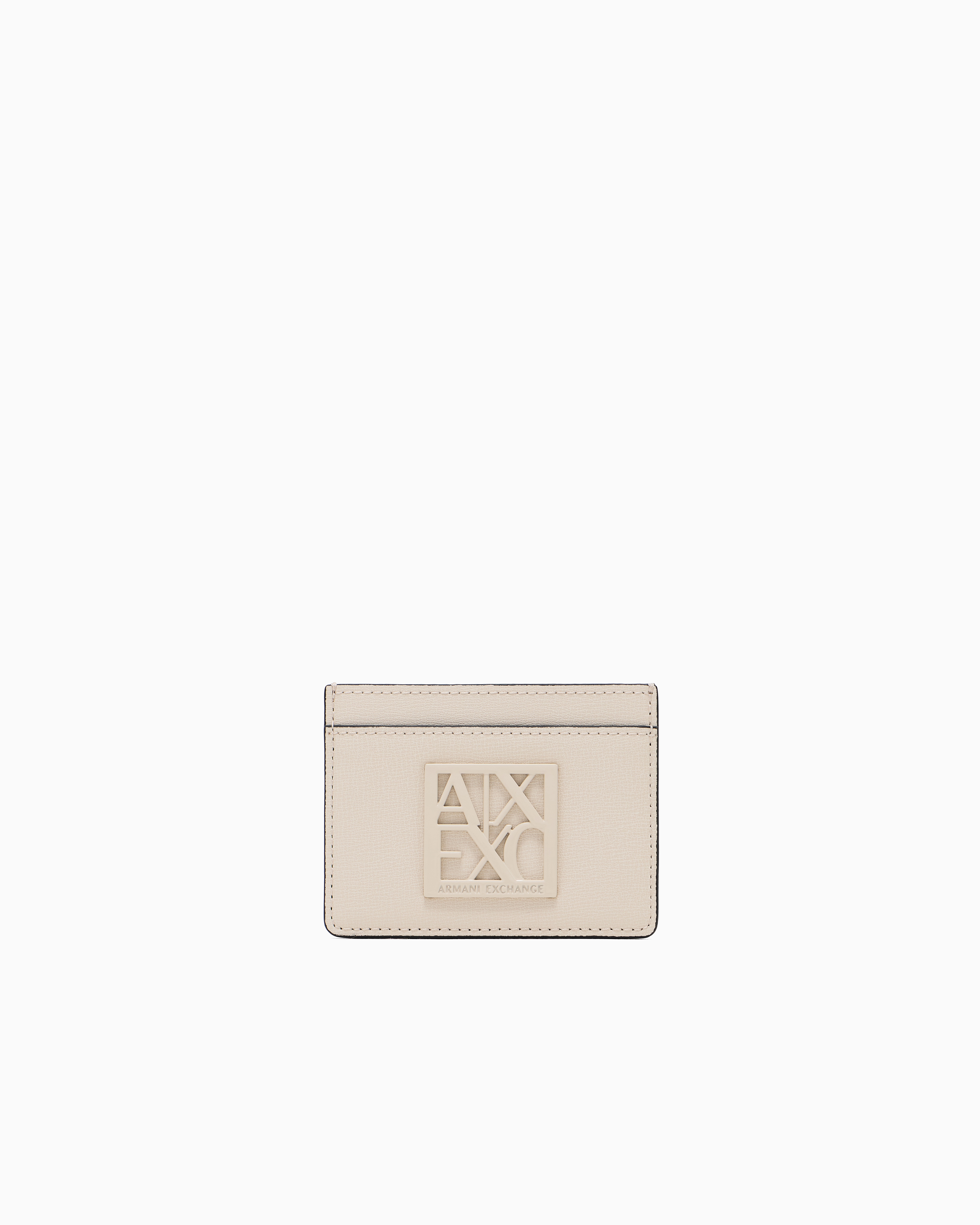 Armani Exchange Coated Fabric Card Holder In Beige