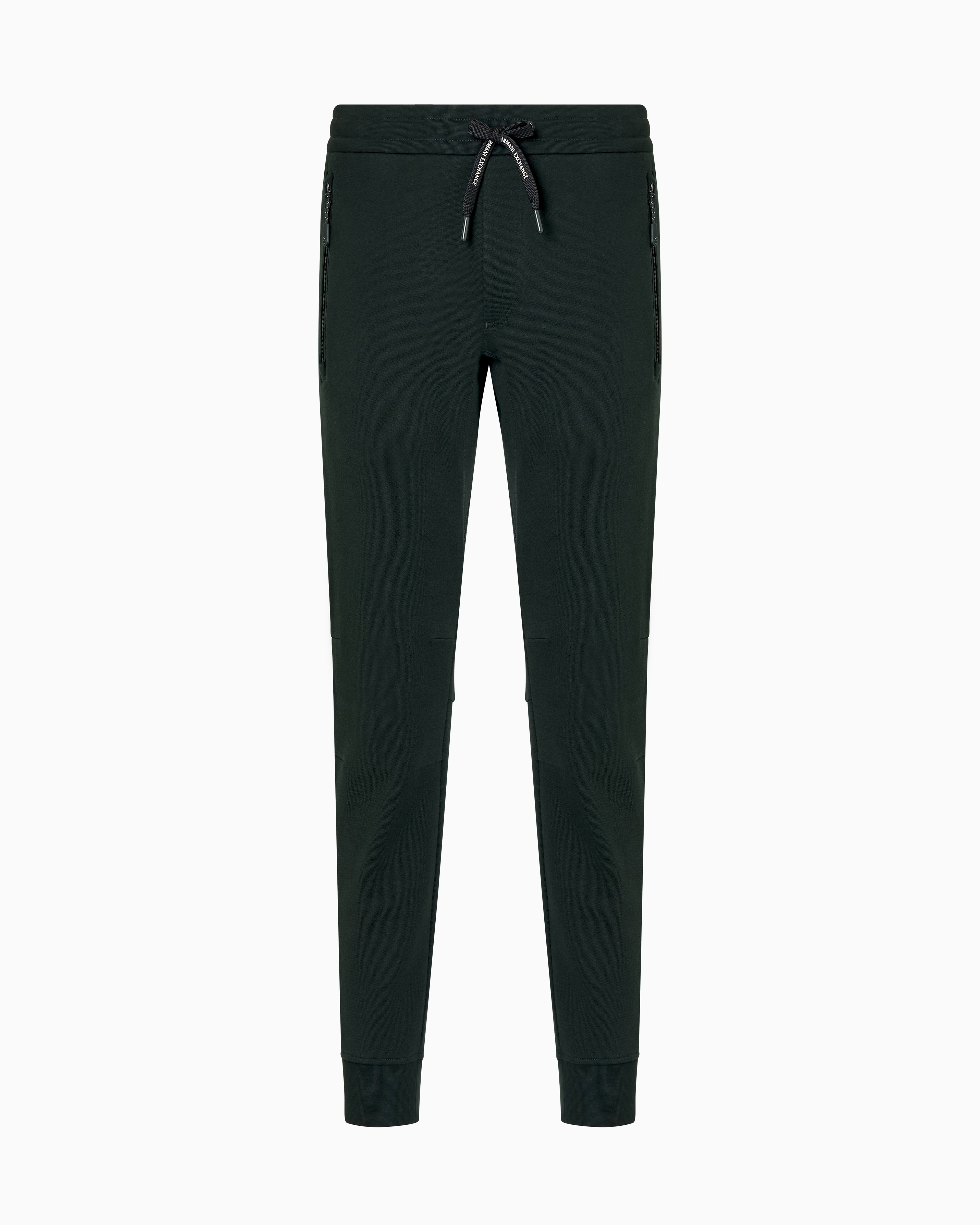 Armani Exchange Soft Yarn Jogger Pants With Logo In Green