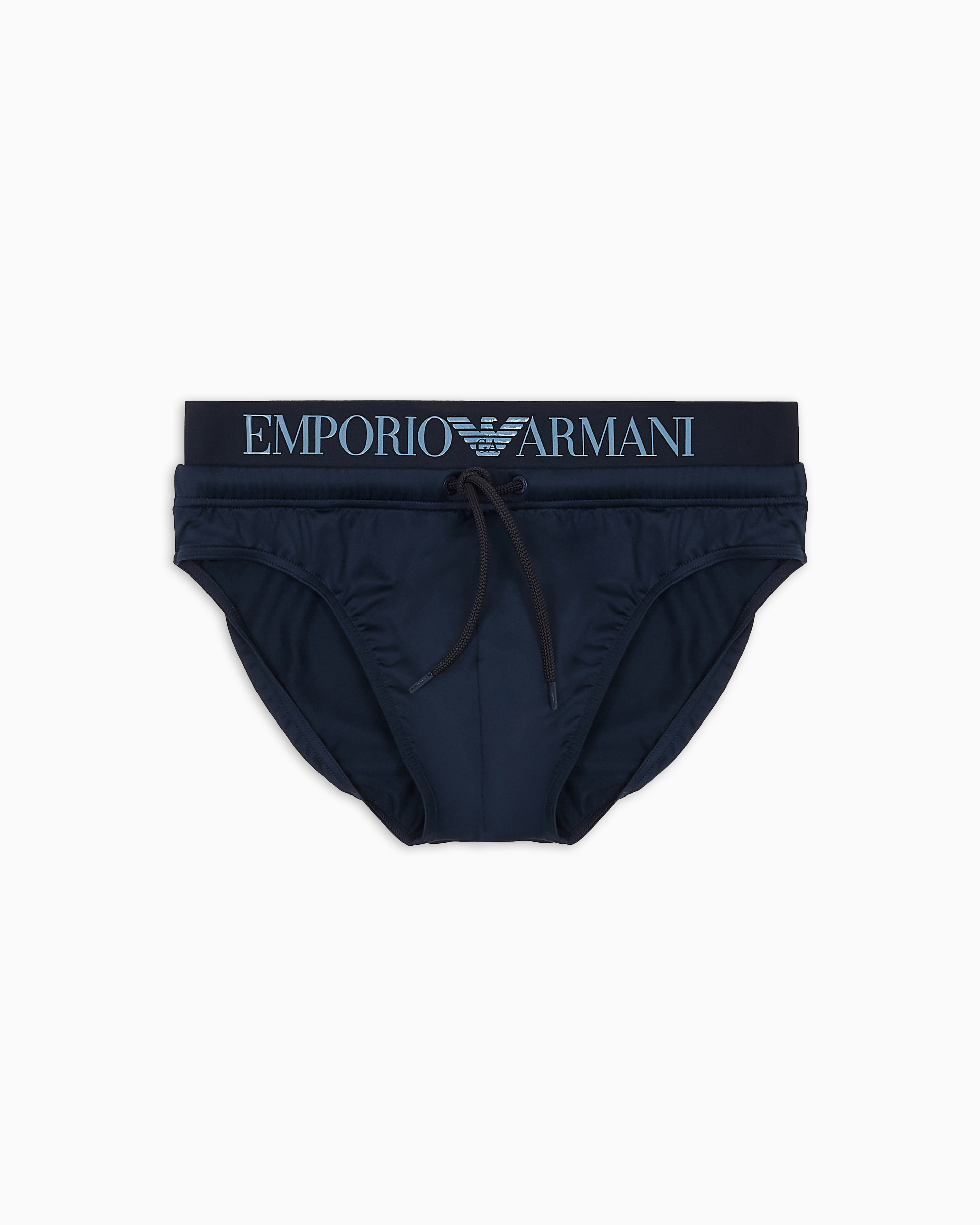 Emporio Armani Asv Logoband Recycled Microfibre Swim Briefs In Navy_blue