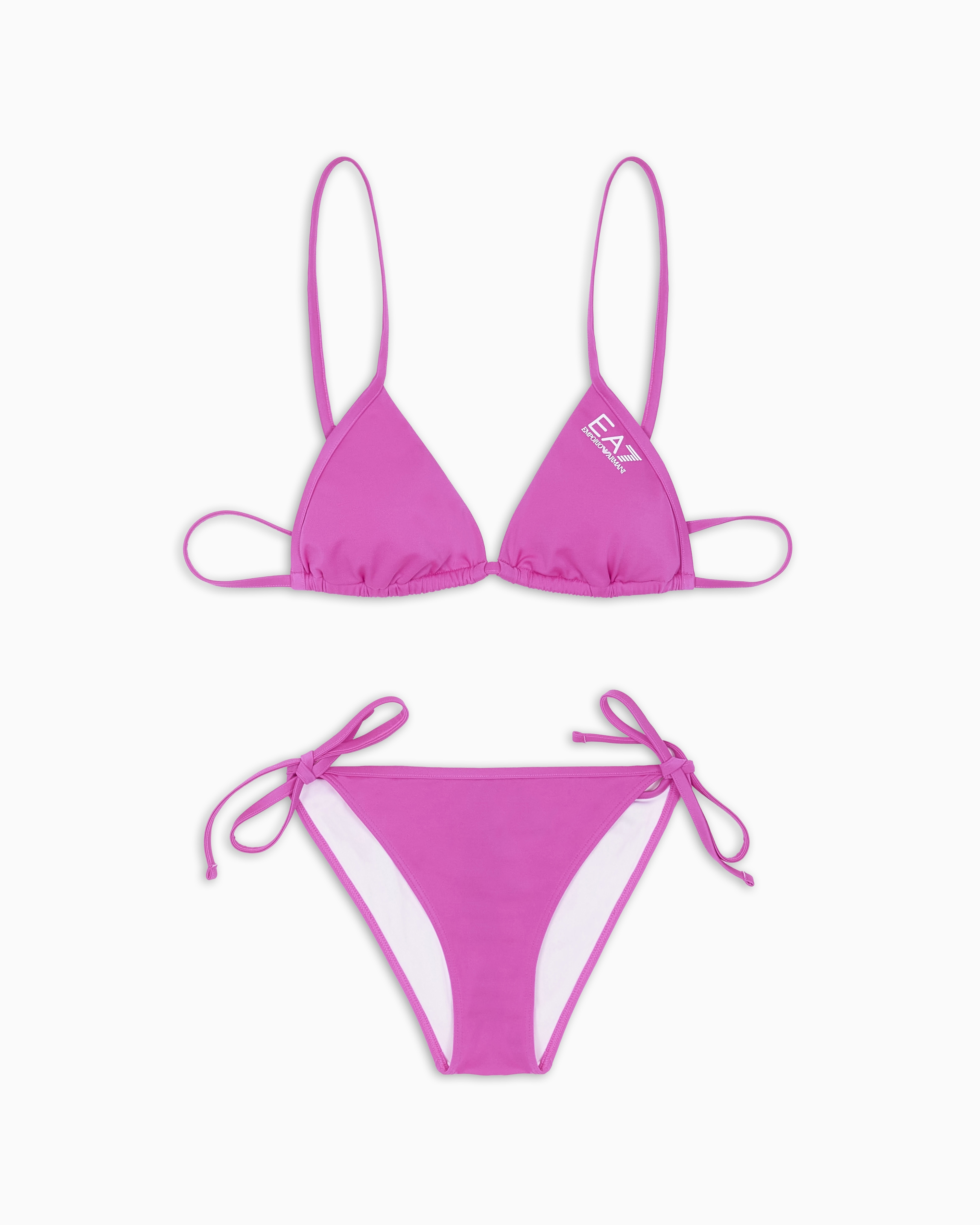 Ea7 Triangle Bikini With Logo In Purple