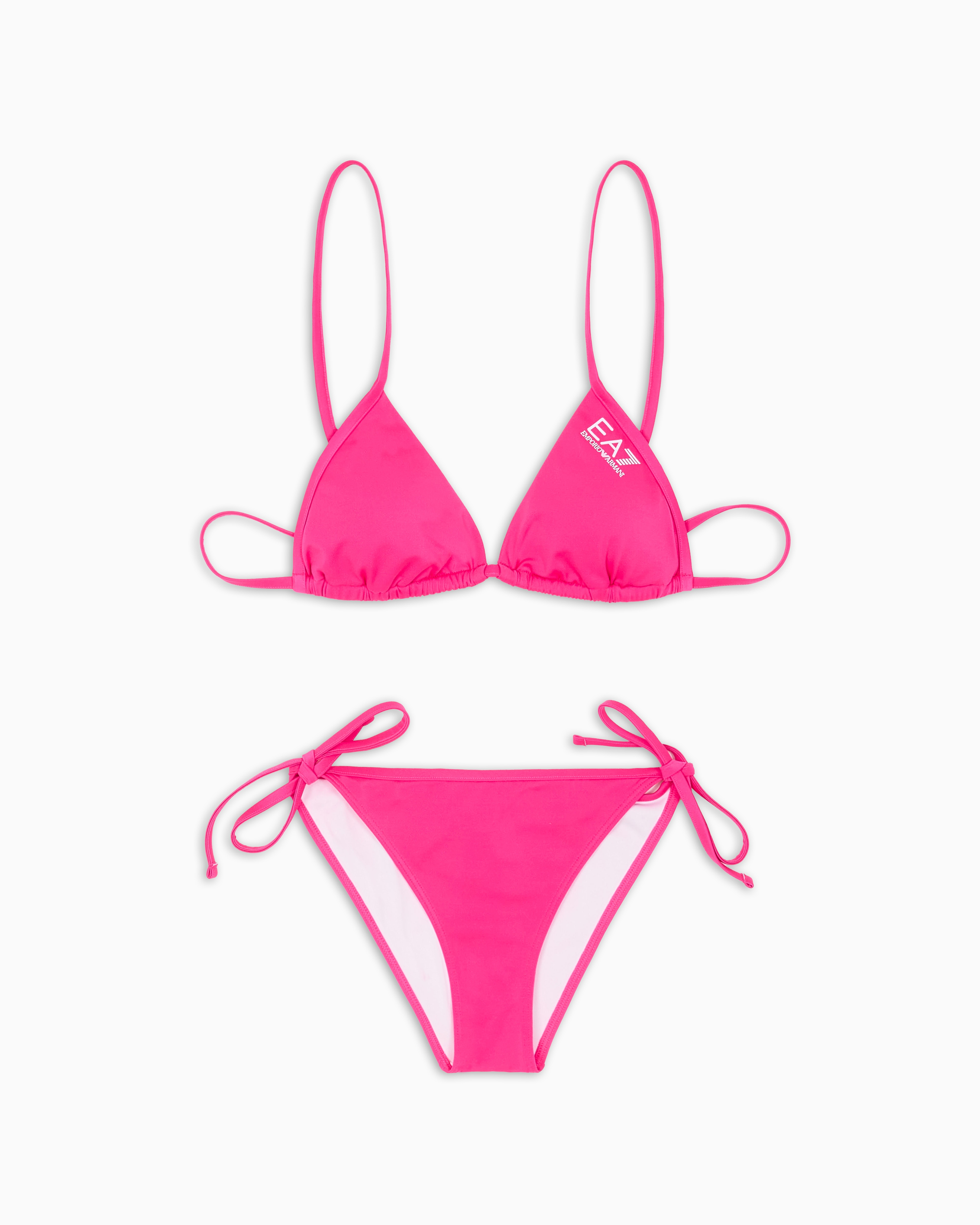 Ea7 Triangle Bikini With Logo In Pink