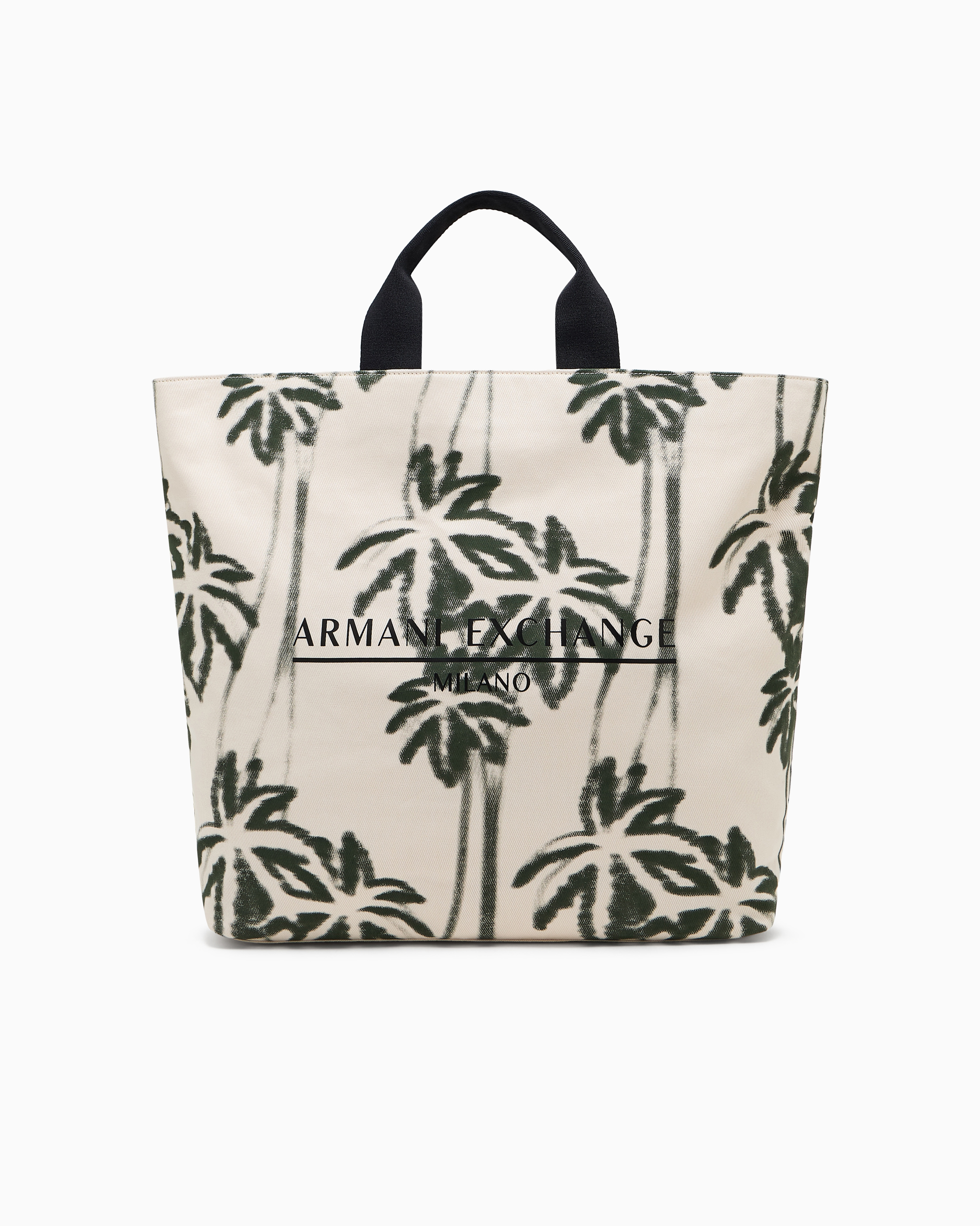Palm-patterned cotton shopper bag | Armani Exchange
