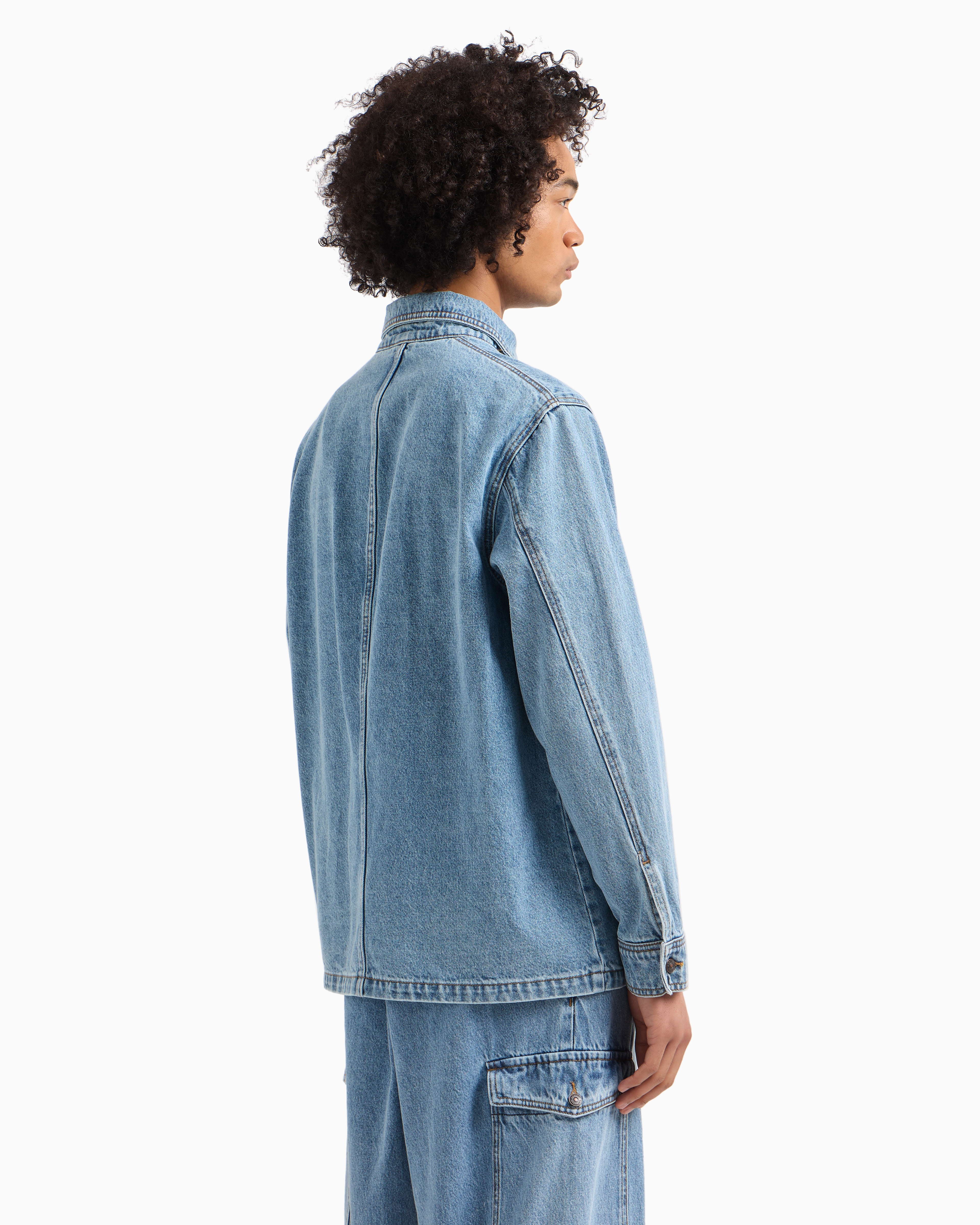 Armani Exchange - Denim jacket with logo patch, Man, Blue, Size: