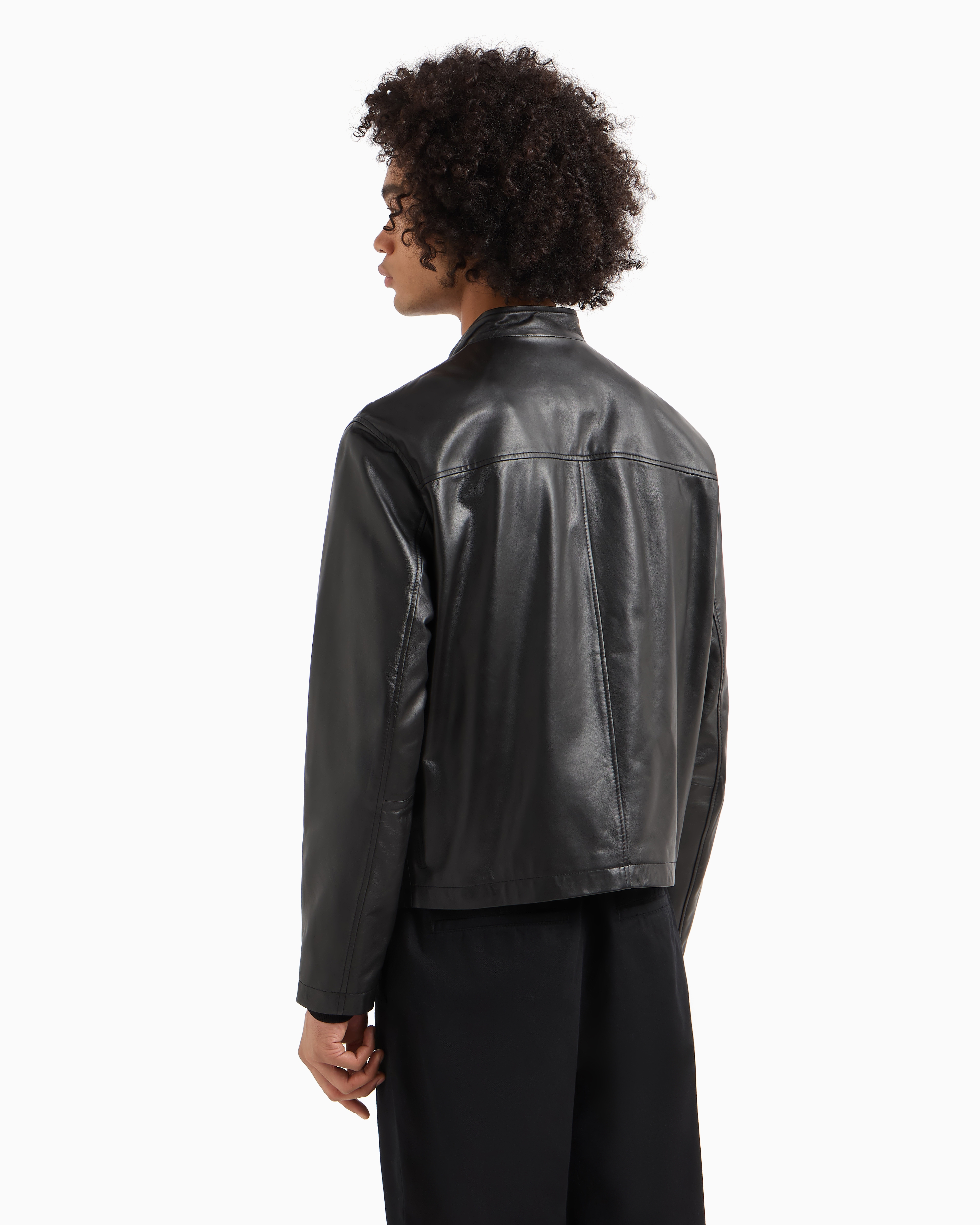 Armani Exchange - Matte real leather jacket, Man, Black, Size: L