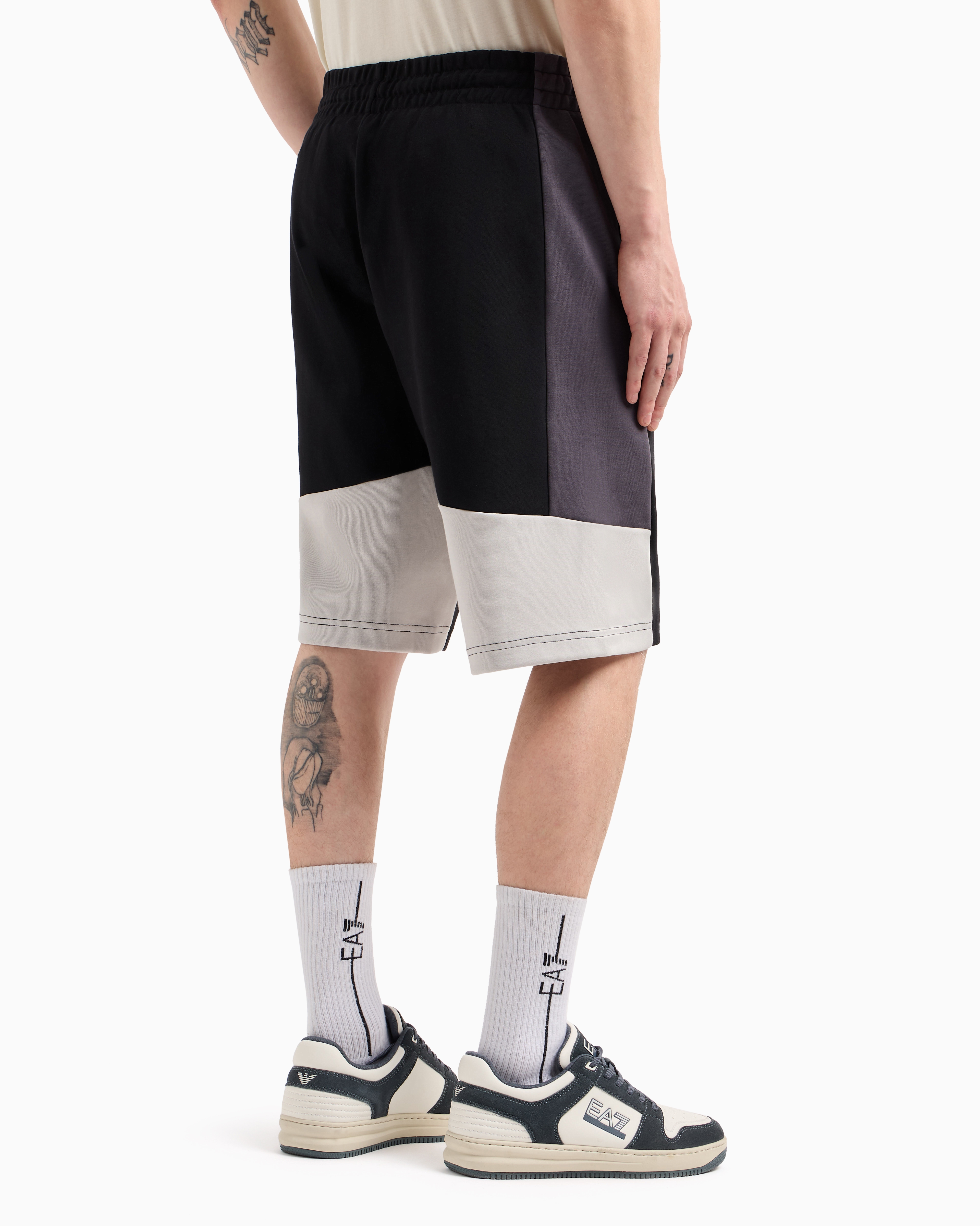 Ea7 Summer Block Cotton-blend Bermuda Shorts In Schwarz