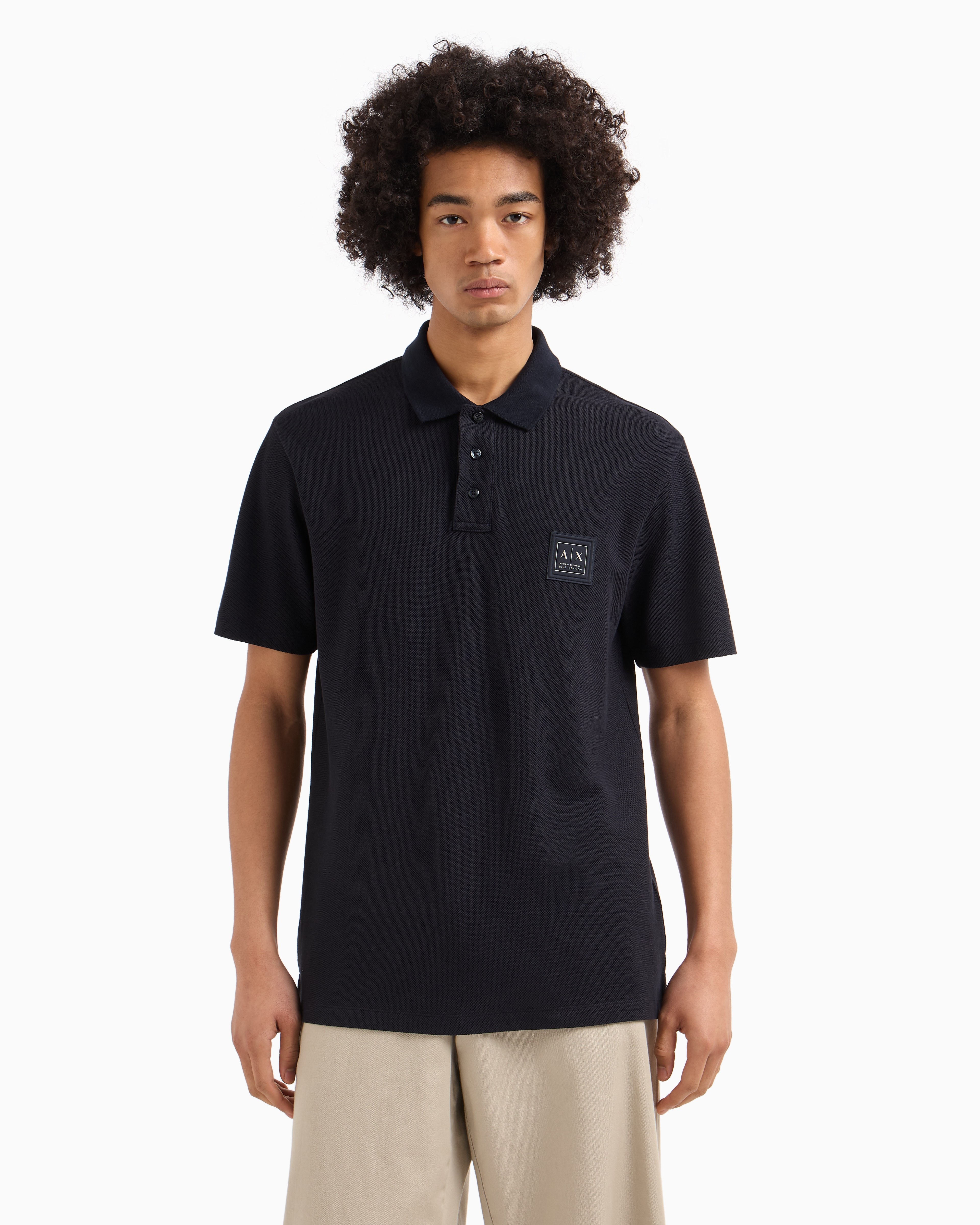 Armani Exchange - Regular fit pique polo, Man, Navy Blue, Size: