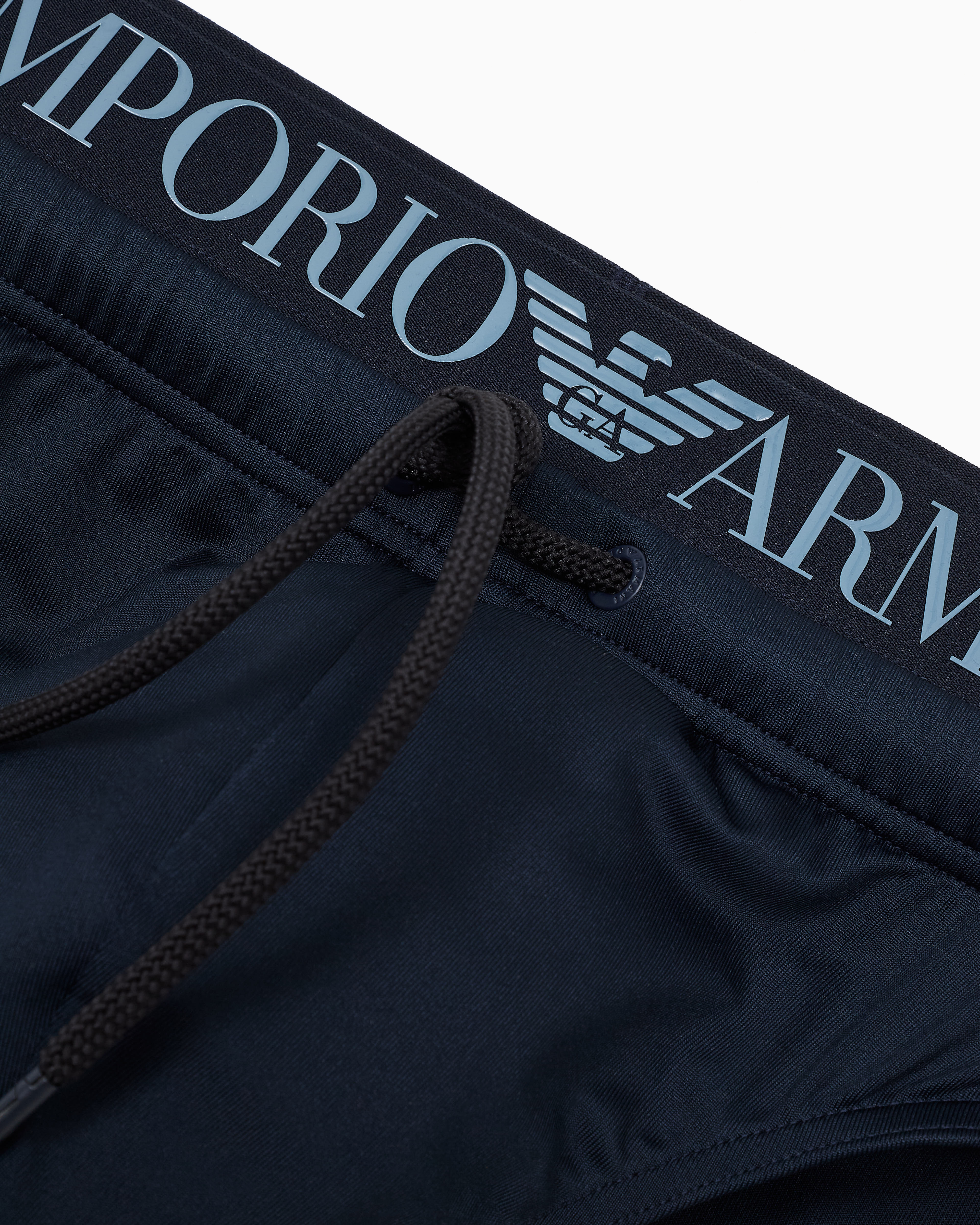 Emporio Armani Asv Logoband Recycled Microfibre Swim Briefs In Navy_blue