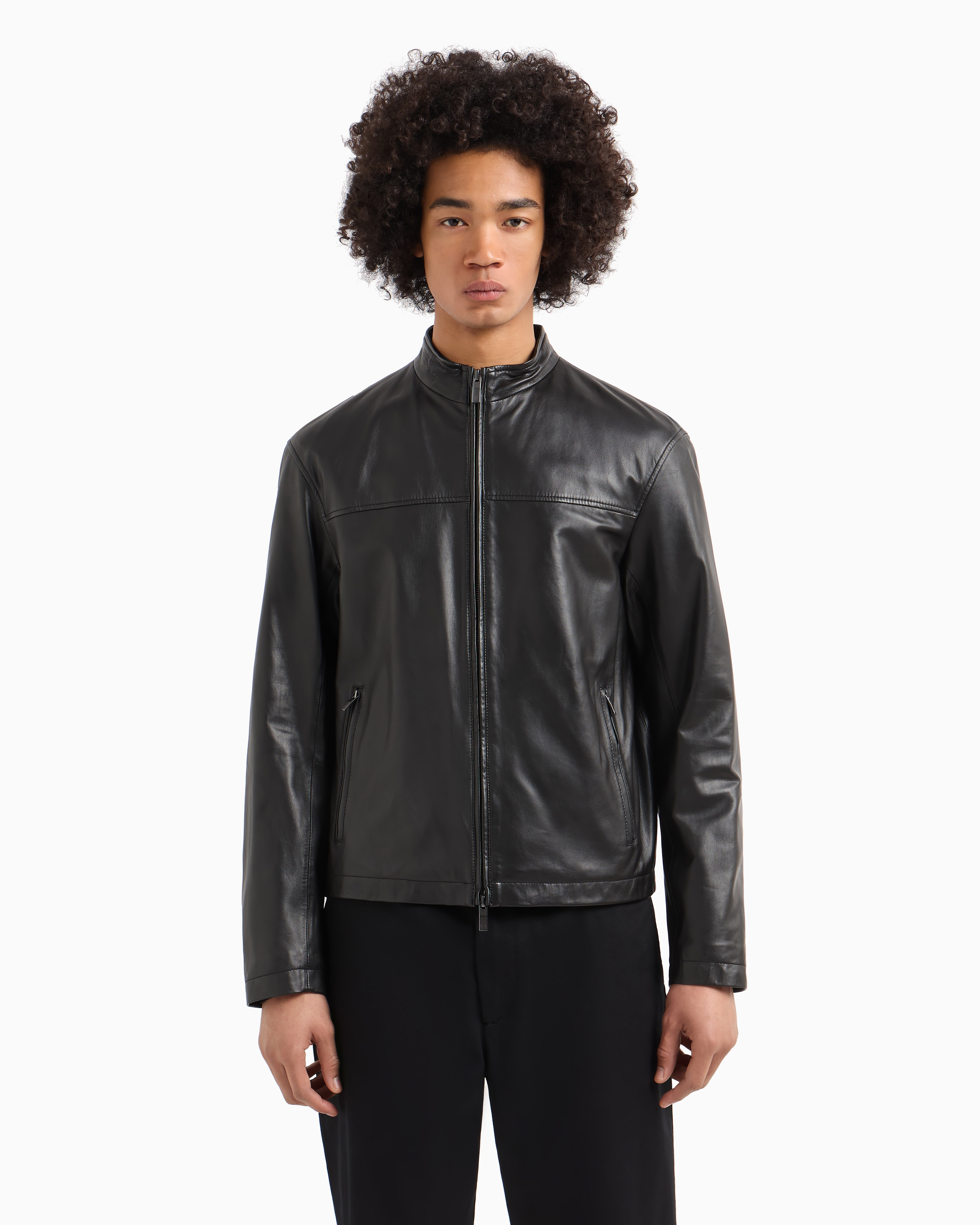 Armani Exchange - Matte real leather jacket, Man, Black, Size: L