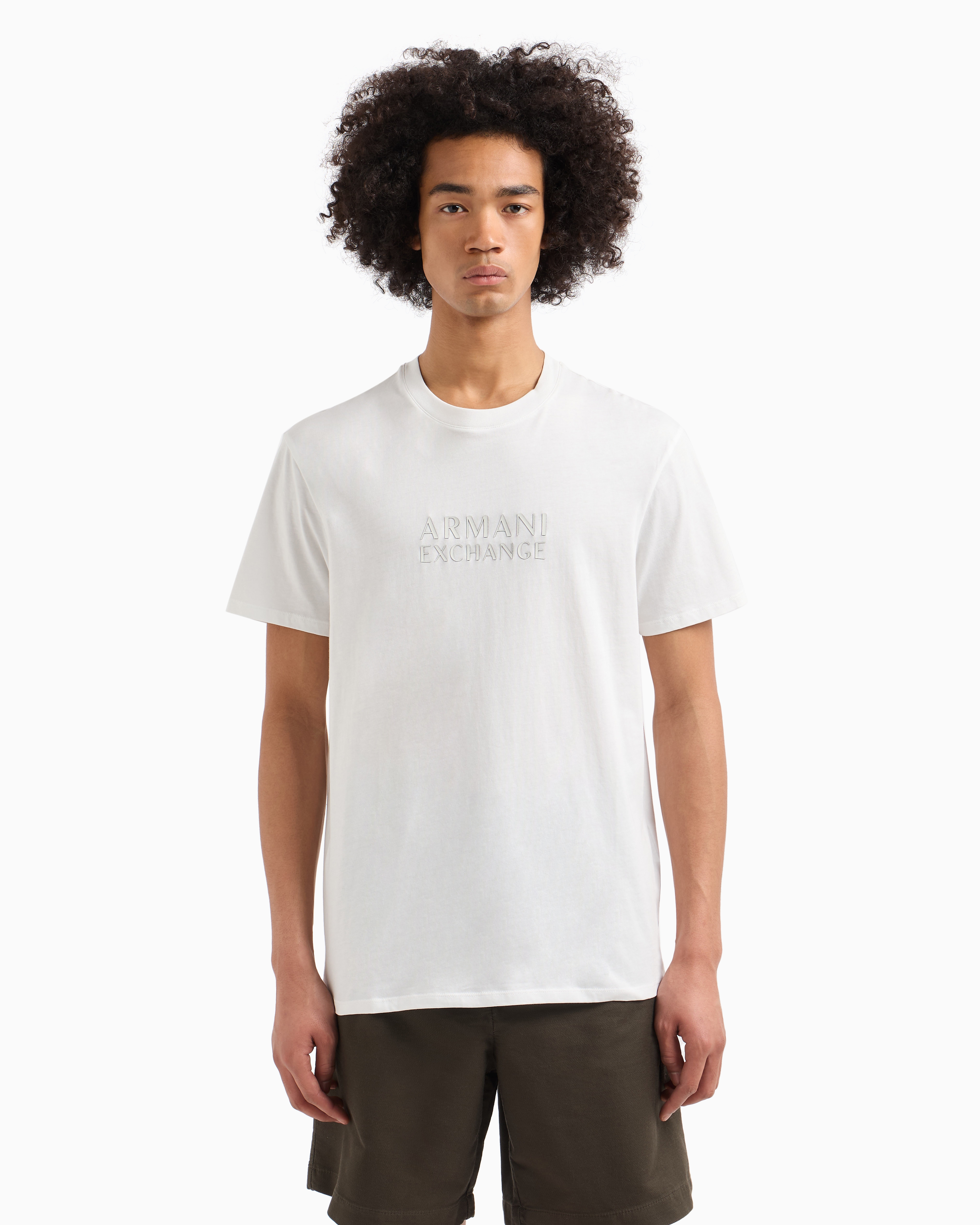 Armani Exchange - Regular fit T-shirt with ASV logo, Man, White, Size: