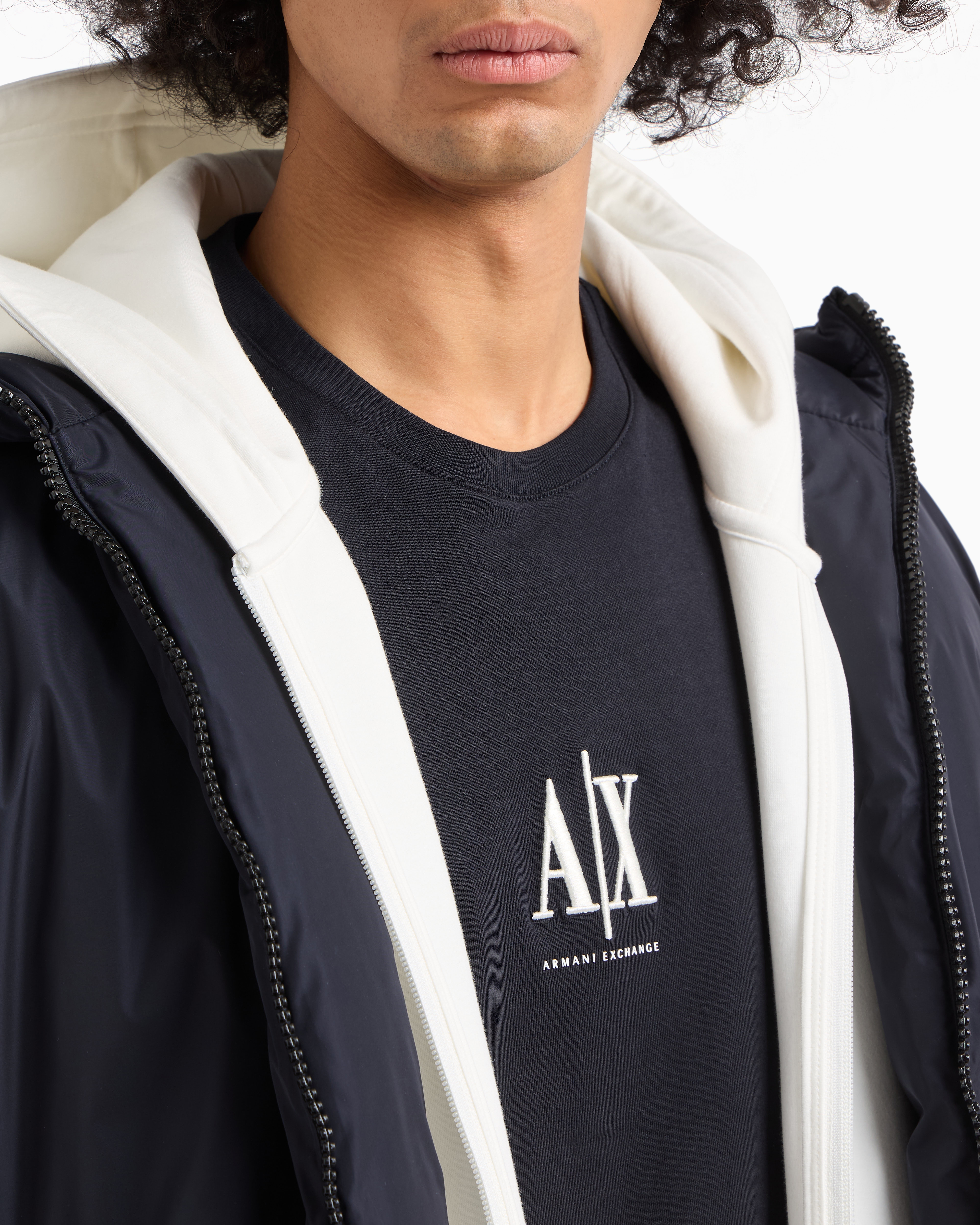 Armani Exchange - Long-sleeved T-shirt with embroidered logo, Man, Navy Blue, Size: