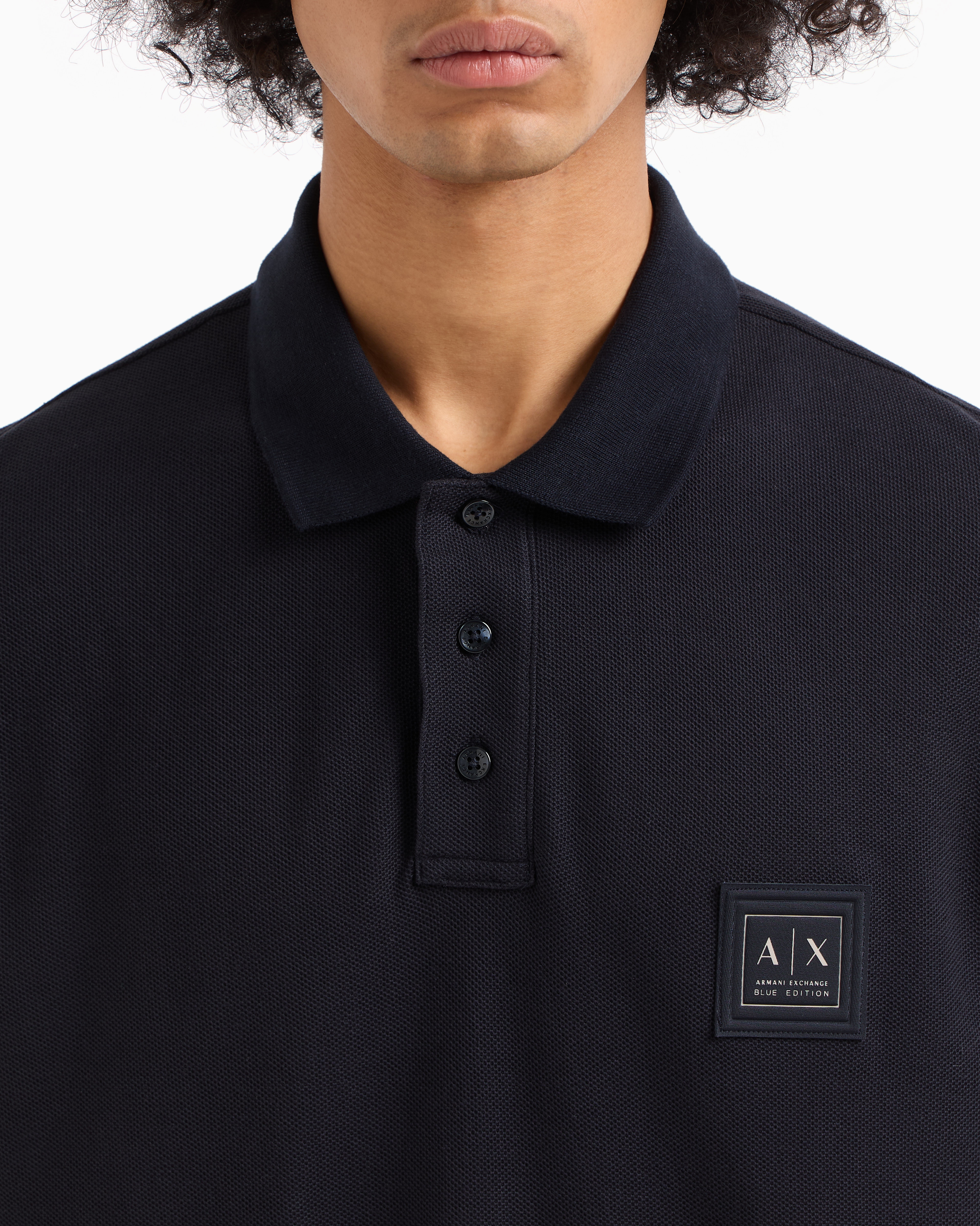 Armani Exchange - Regular fit pique polo, Man, Navy Blue, Size: