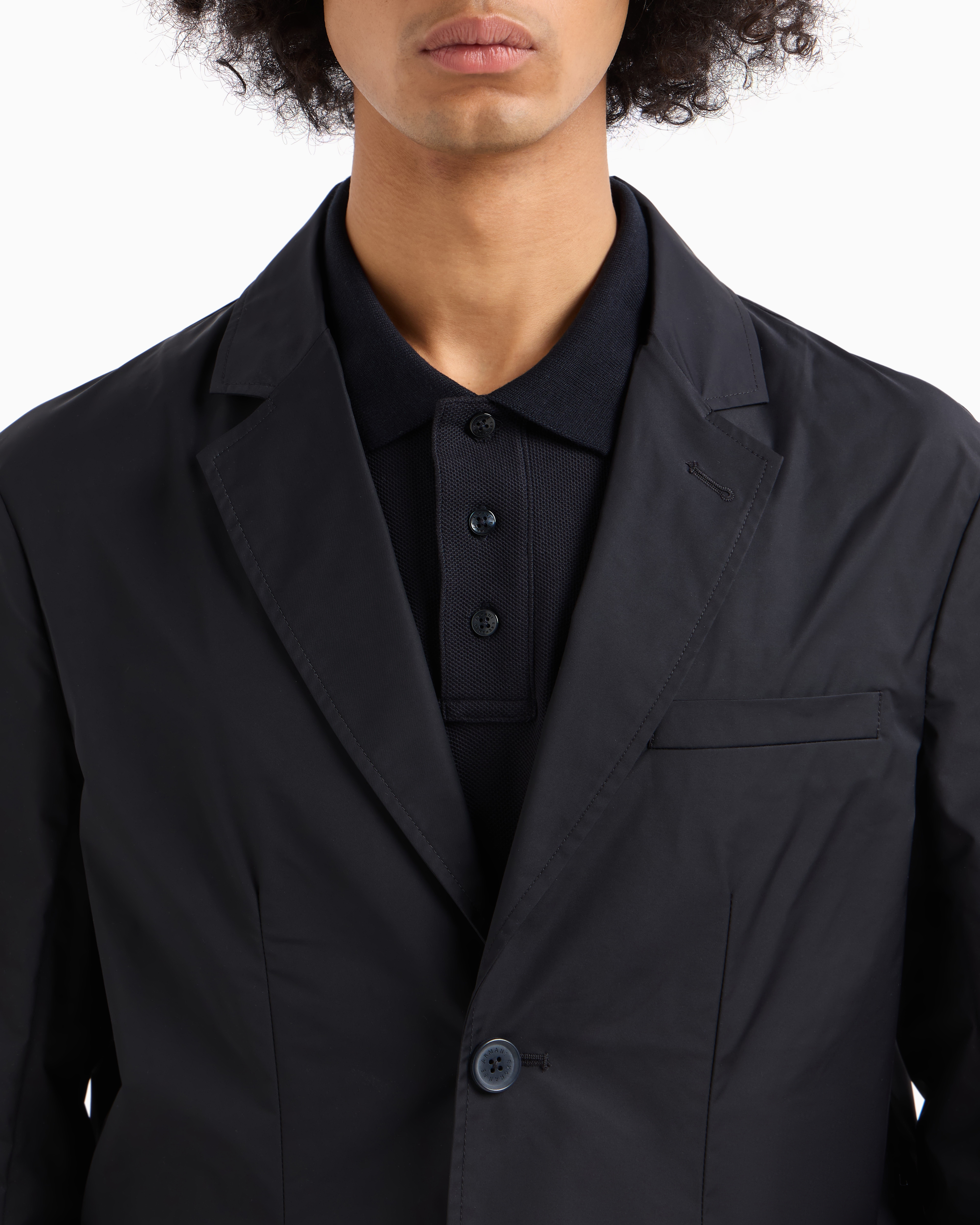 Armani Exchange - Single-breasted blazer stretch fabric, Man, Navy Blue, Size:
