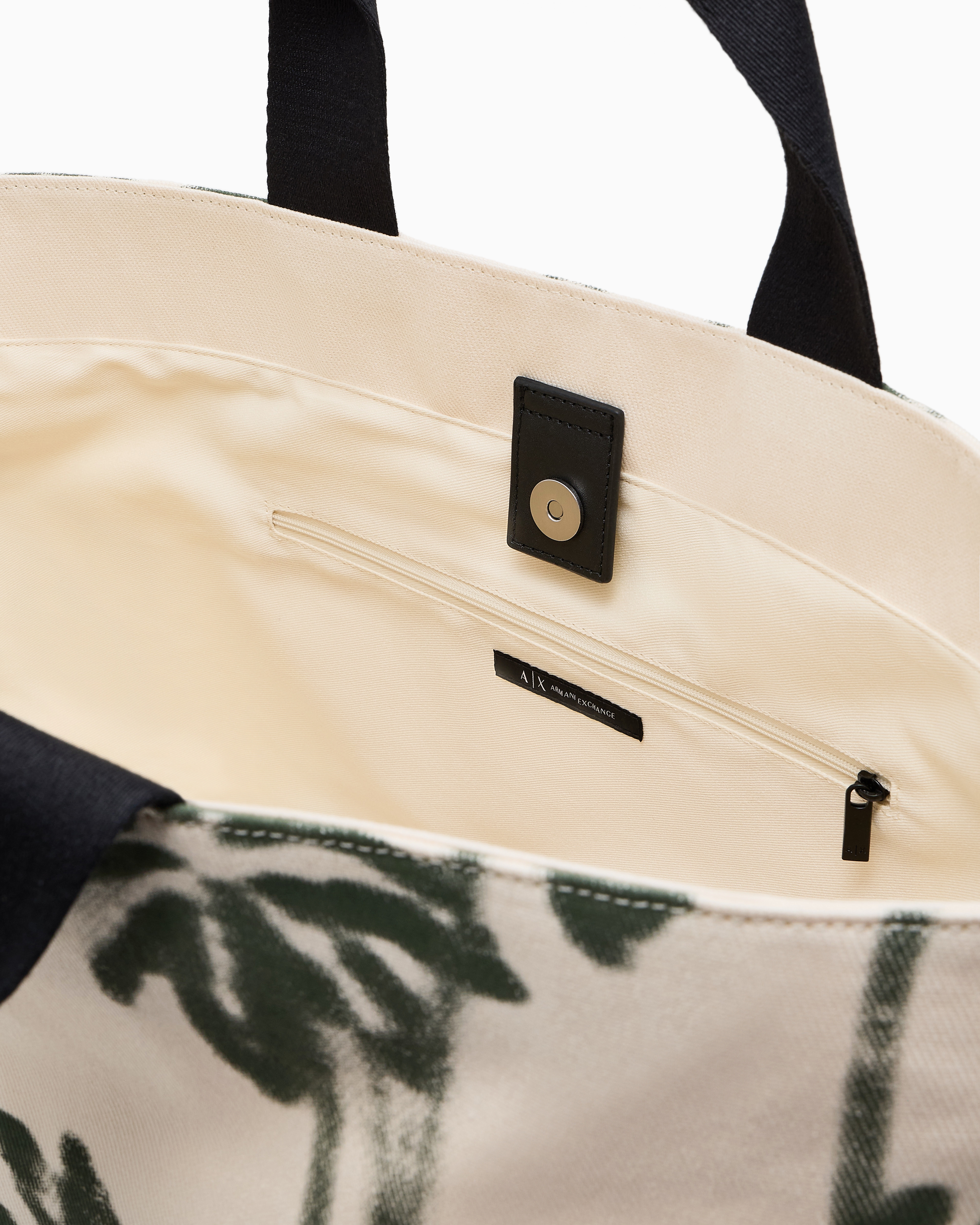 Palm-patterned cotton shopper bag | Armani Exchange