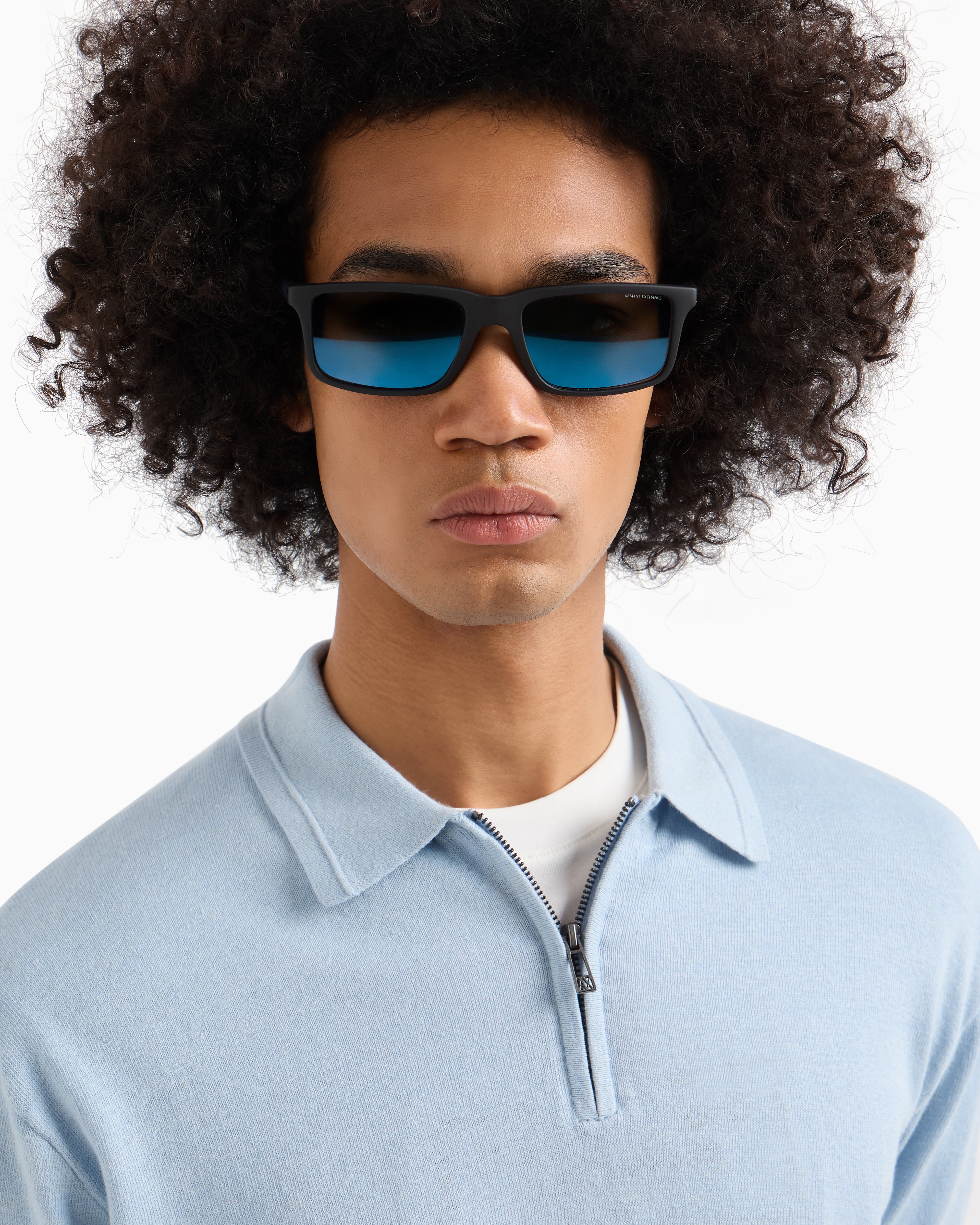 Armani Exchange - Knitted Tops, Man, Light Blue, Size: