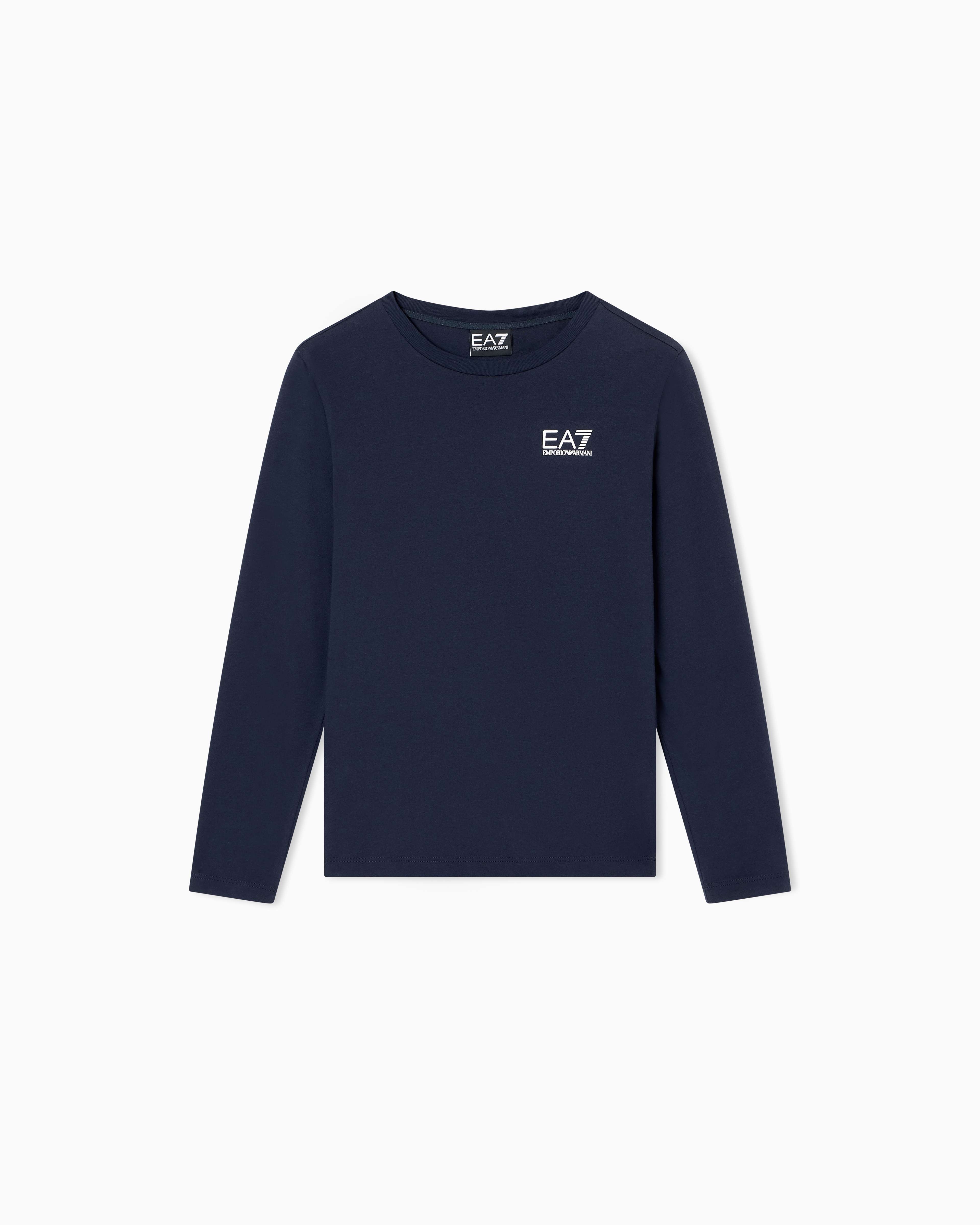 Ea7 Kids' Core Identity Boy Cotton Jersey Long-sleeved T-shirt In Blue