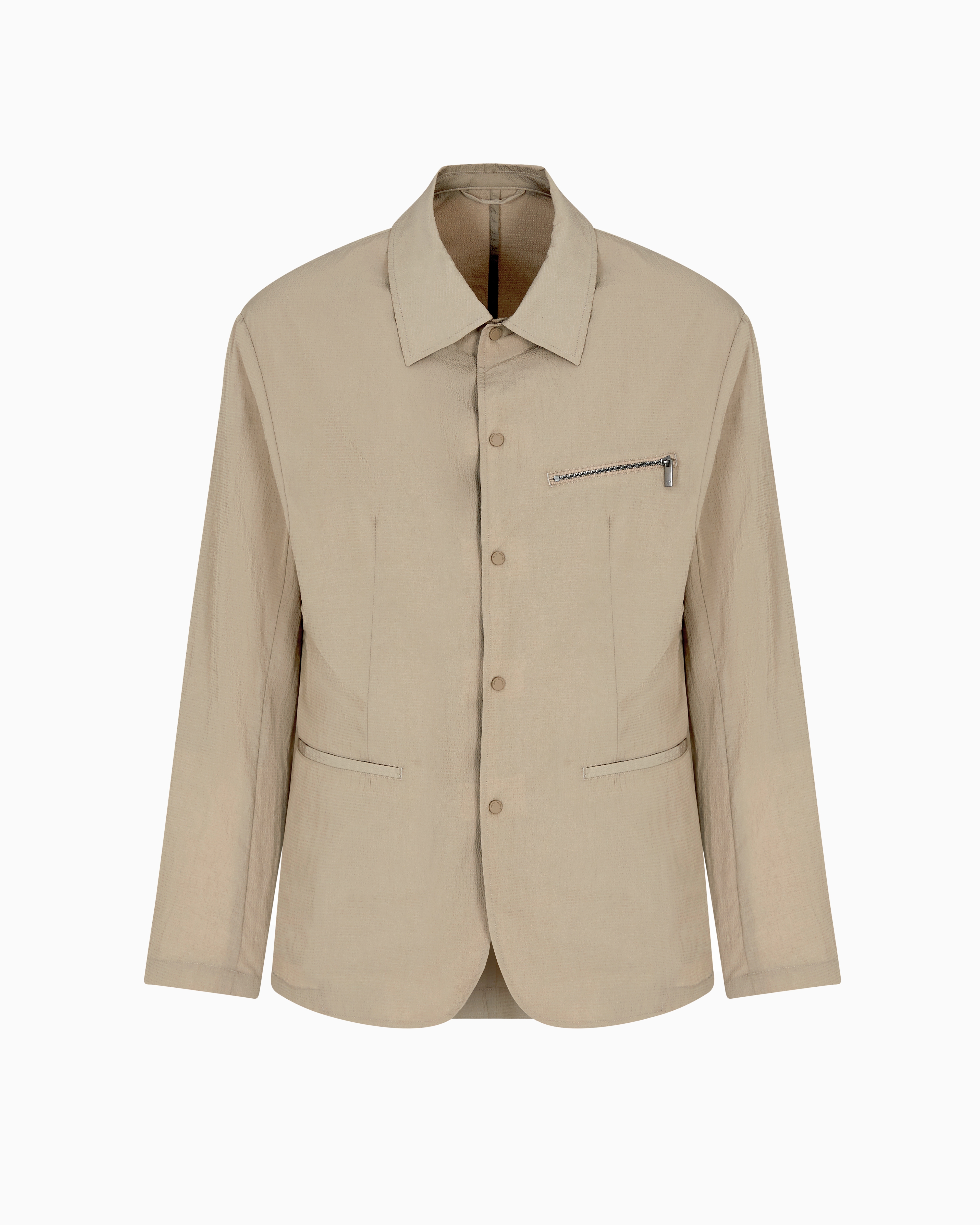 Armani Exchange Beige Nylon Seersucker Jacket Zip Pocket Size 46