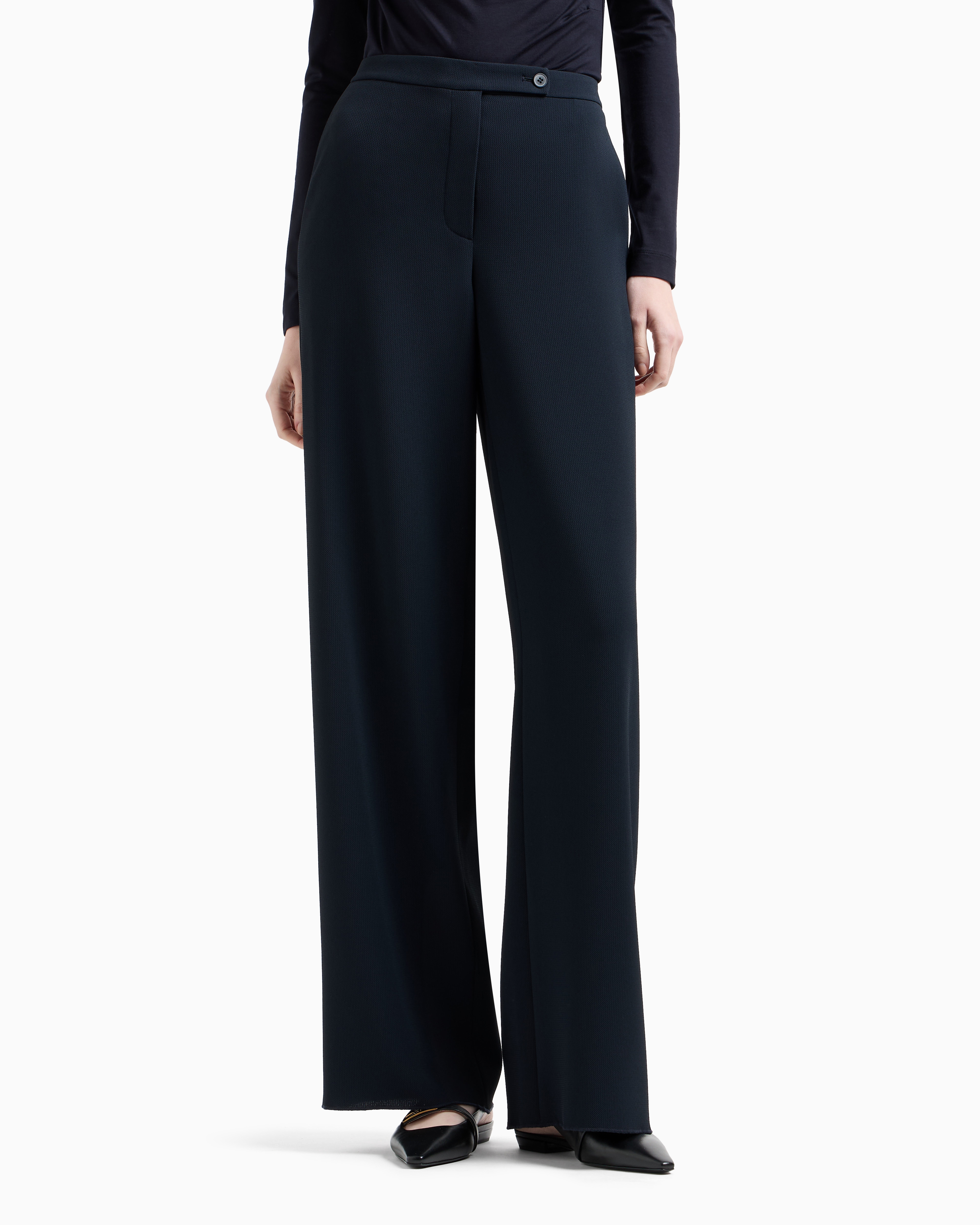 Palazzo trousers in fluid armure fabric | Emporio Armani