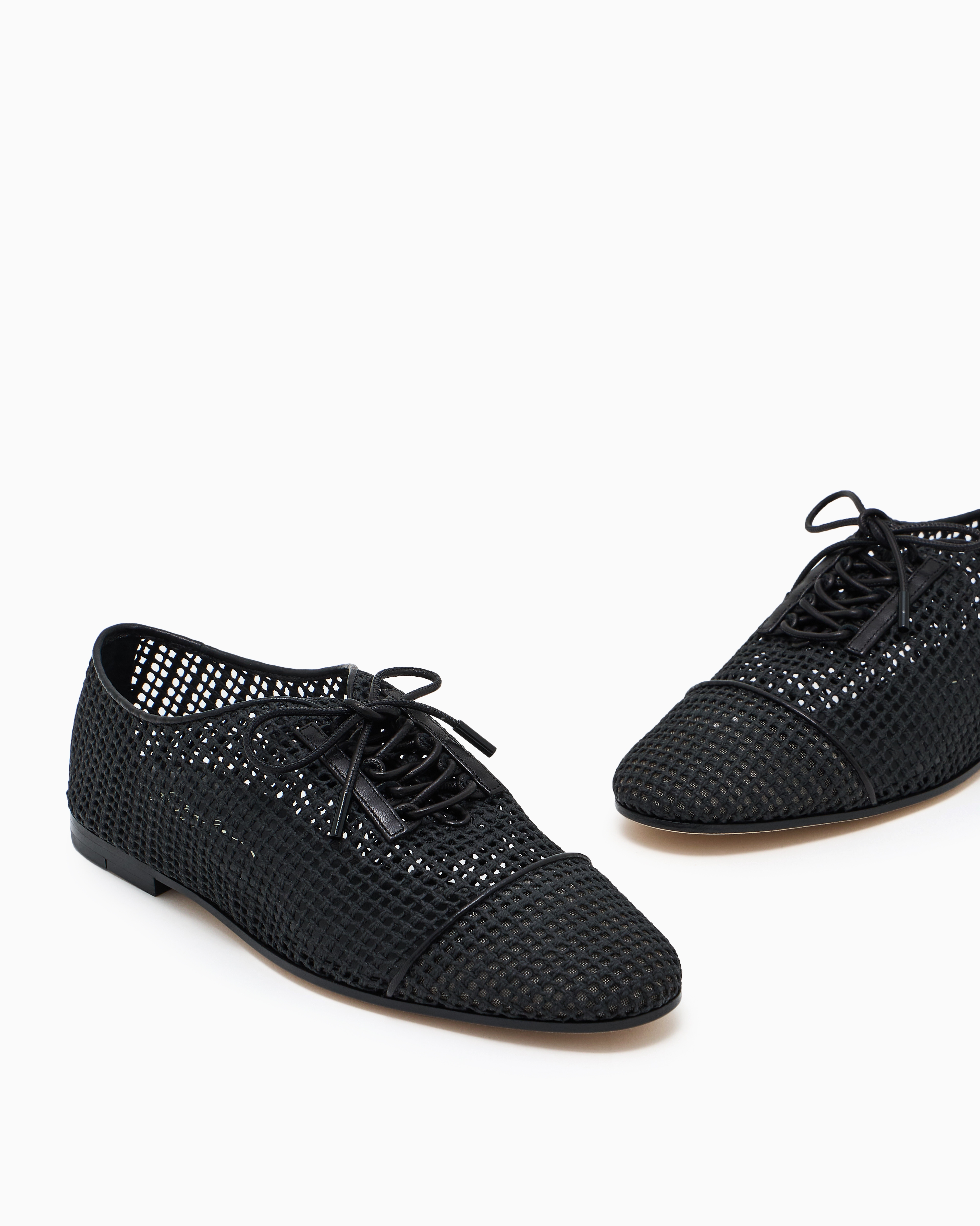 Giorgio Armani Mesh And Nappa Leather Lace-ups In Black
