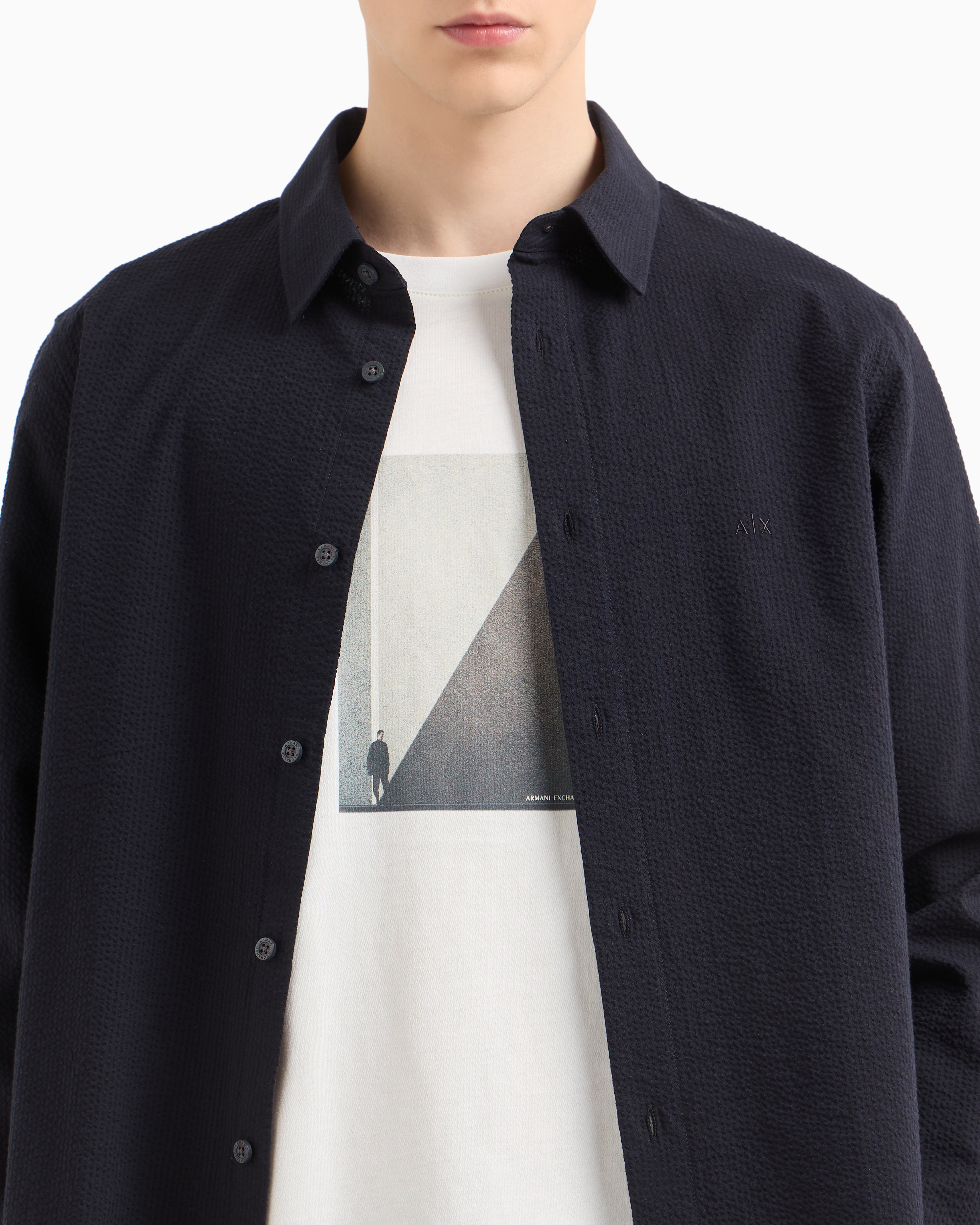 Armani Exchange - Regular fit T-shirt with photo print, Man, White, Size: