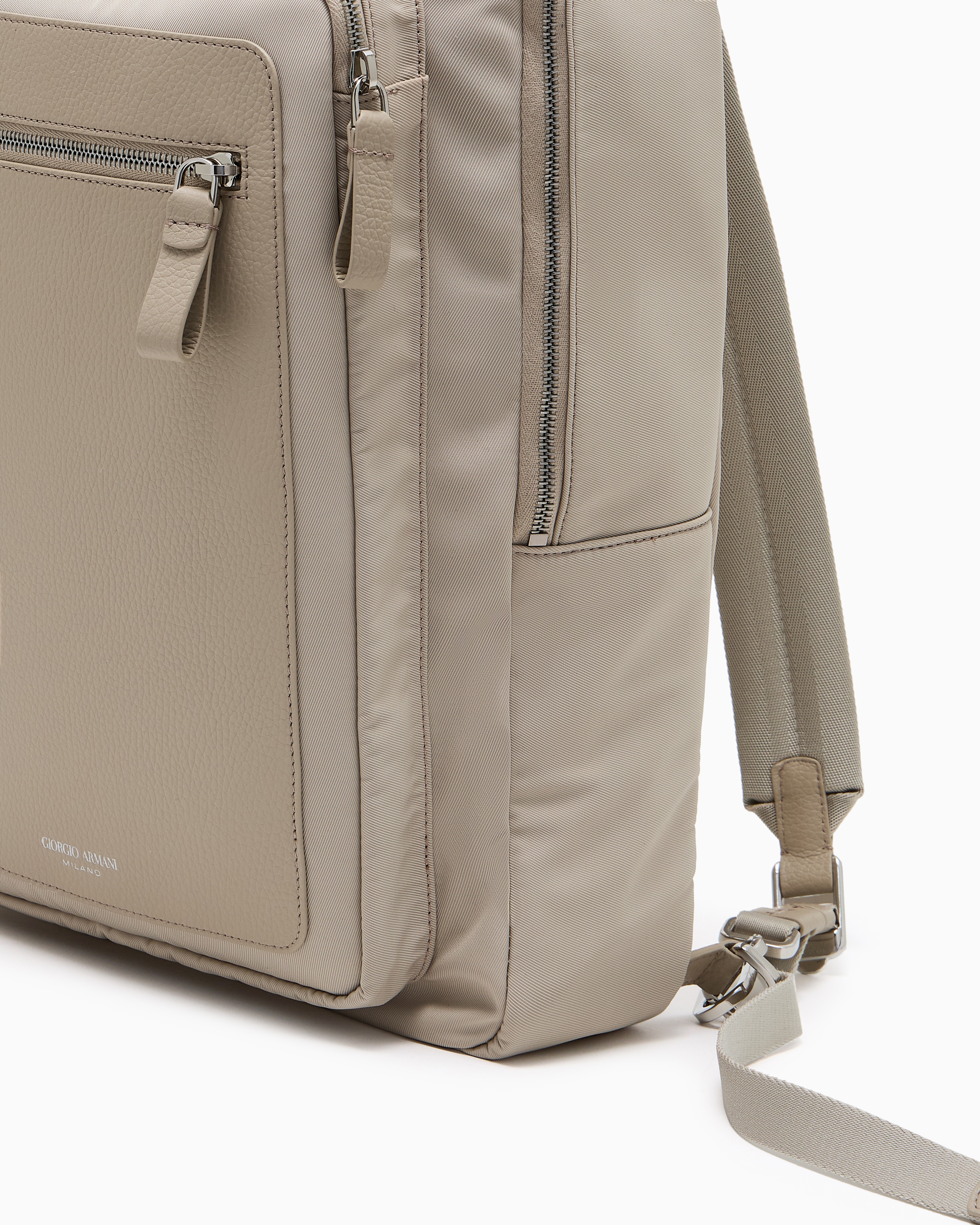 Giorgio Armani Asv Nylon And Pebbled-leather Backpack