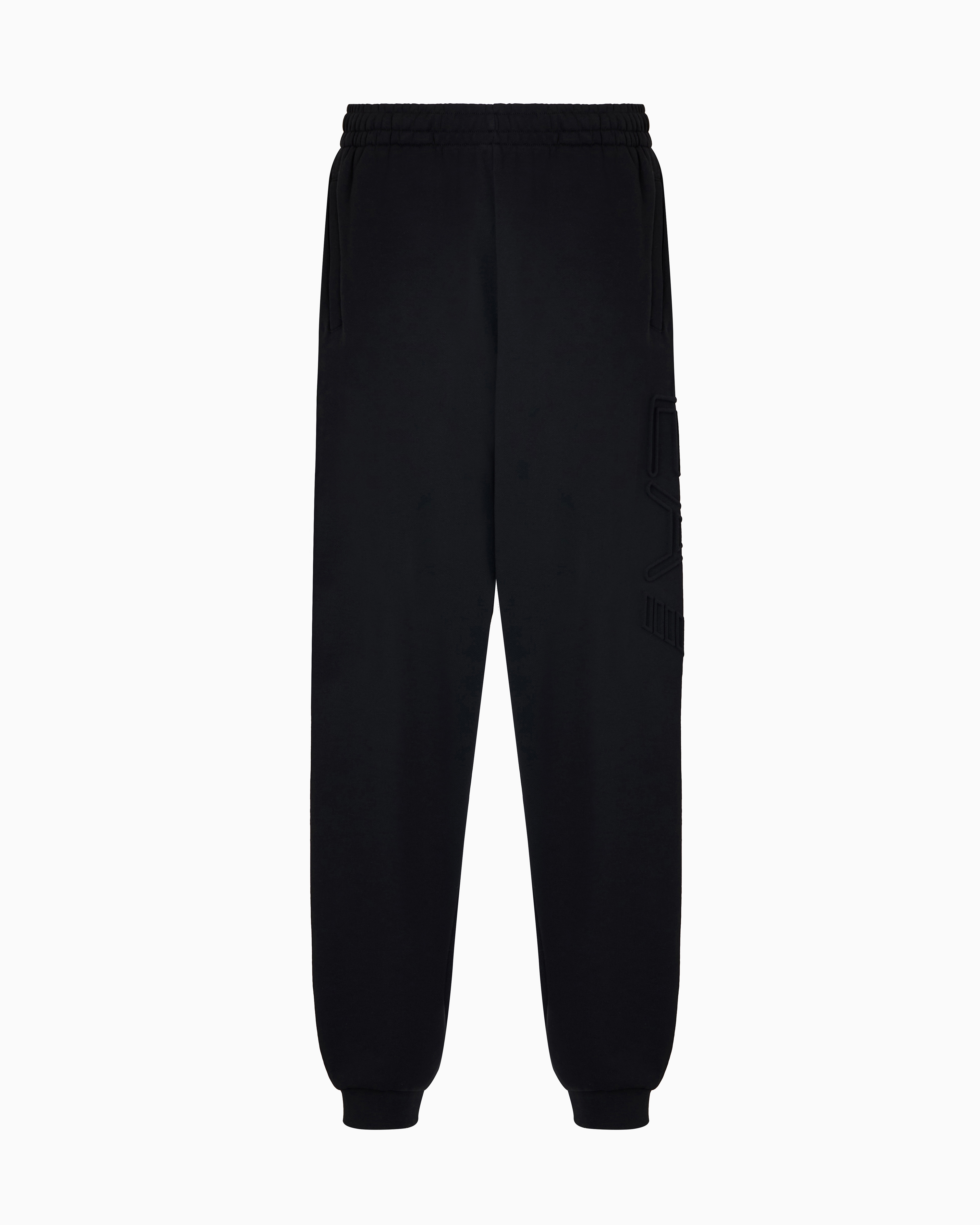 Ea7 Logo Series Organic-cotton Joggers In Schwarz