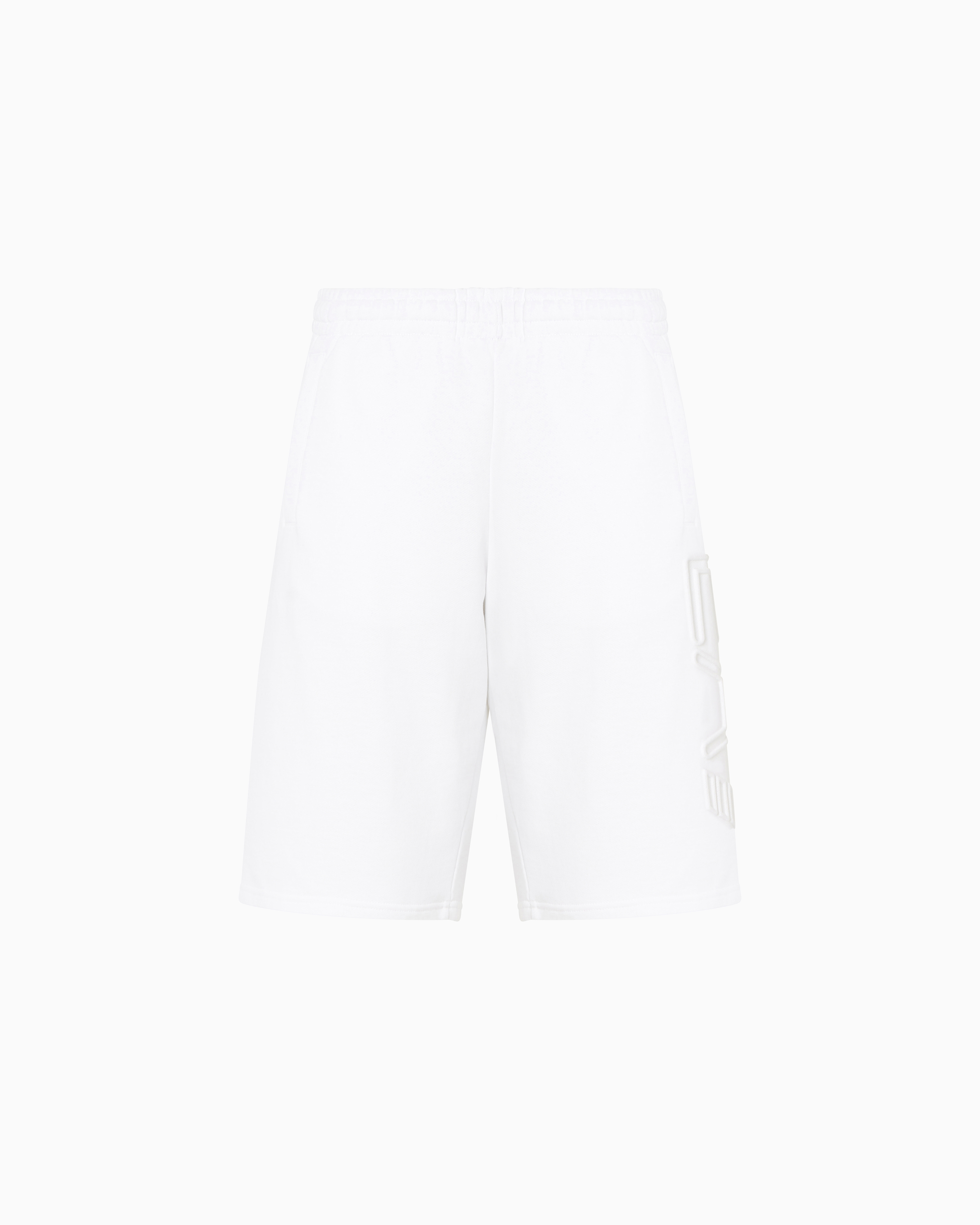 Ea7 Logo Series Organic-cotton Bermuda Shorts In Weiss