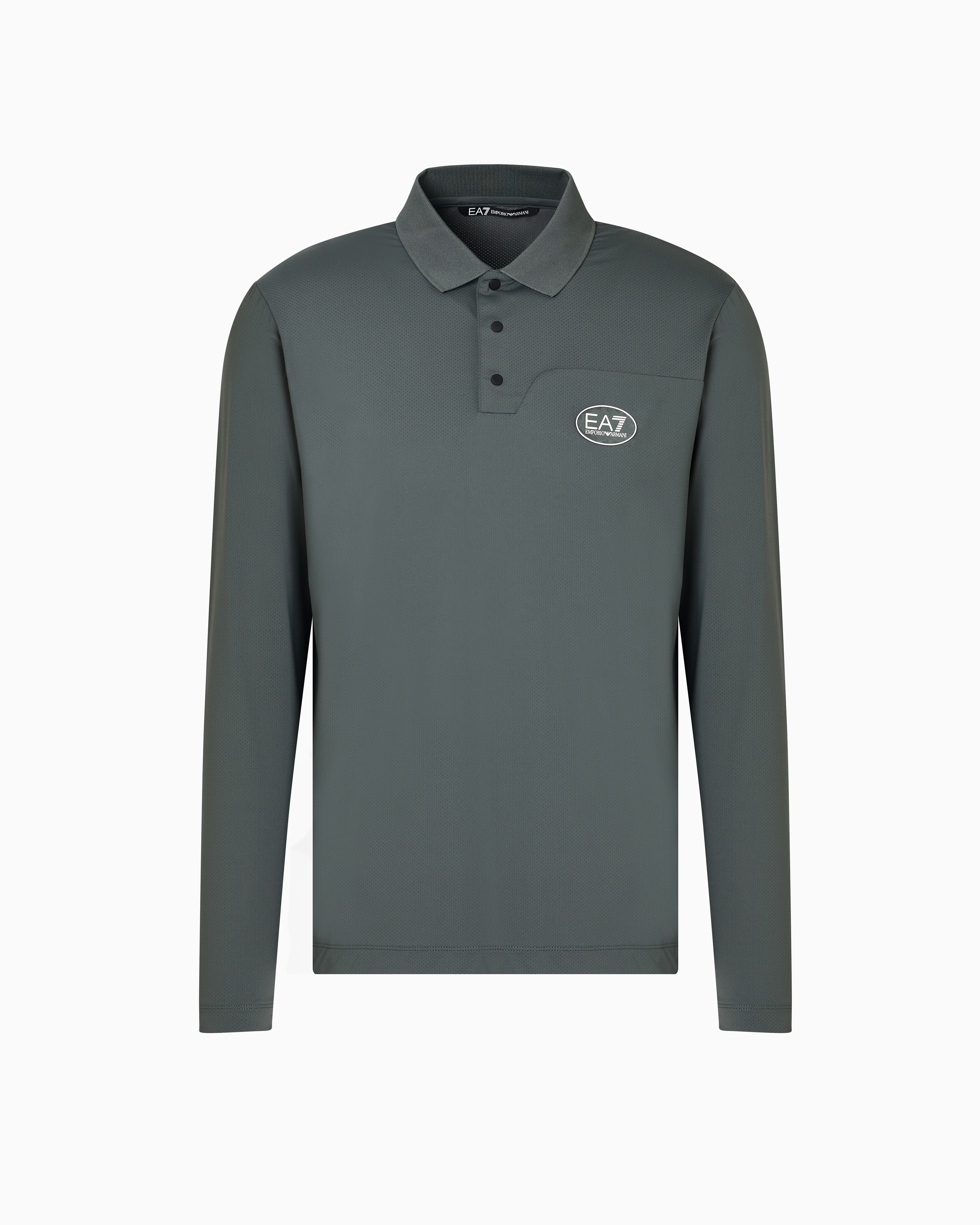Ea7 Golf Pro Long-sleeved Polo Shirt In Ventus7 Technical Fabric In Grau