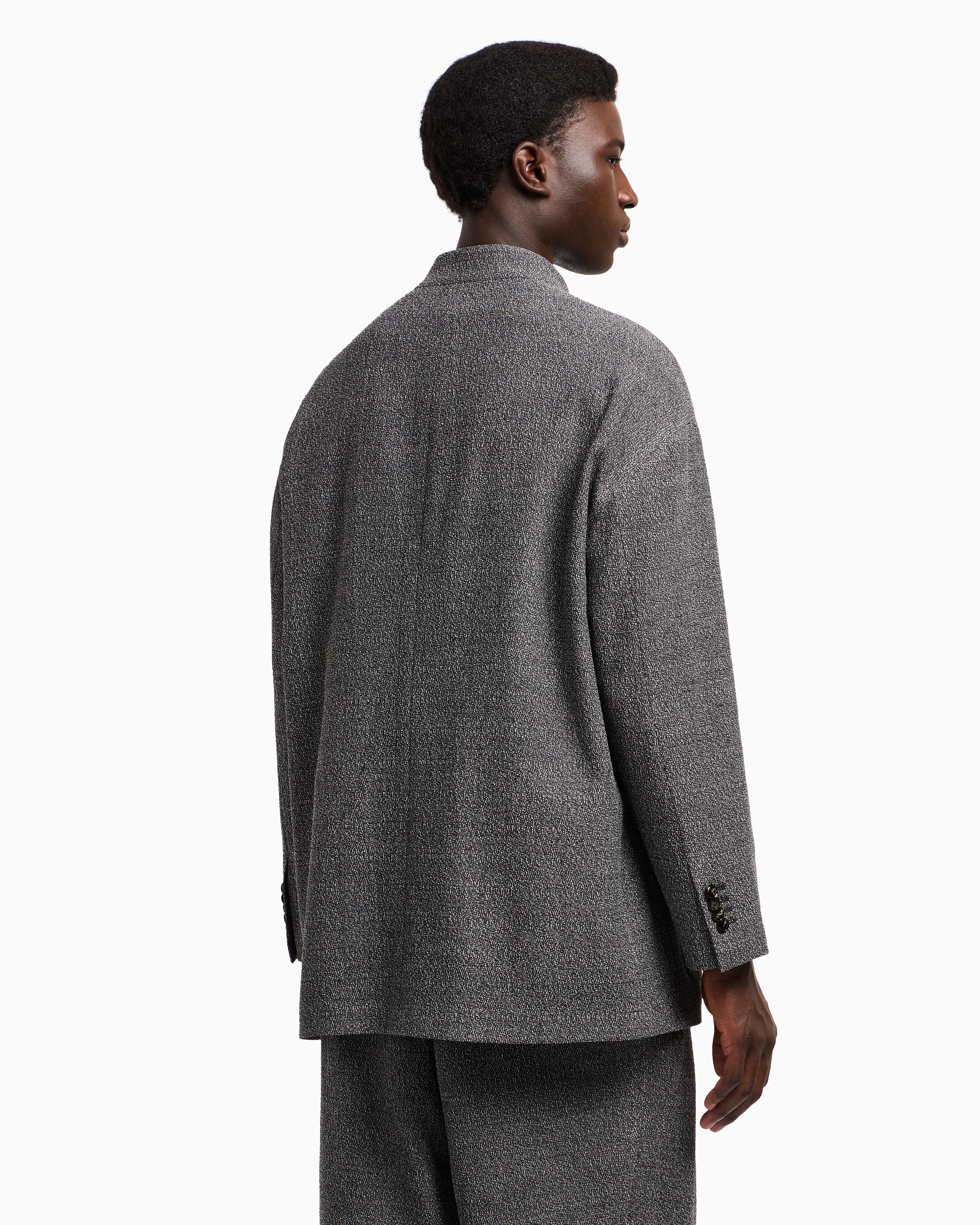 Giorgio Armani Single-breasted Jacket In A Silk Blend In Gray