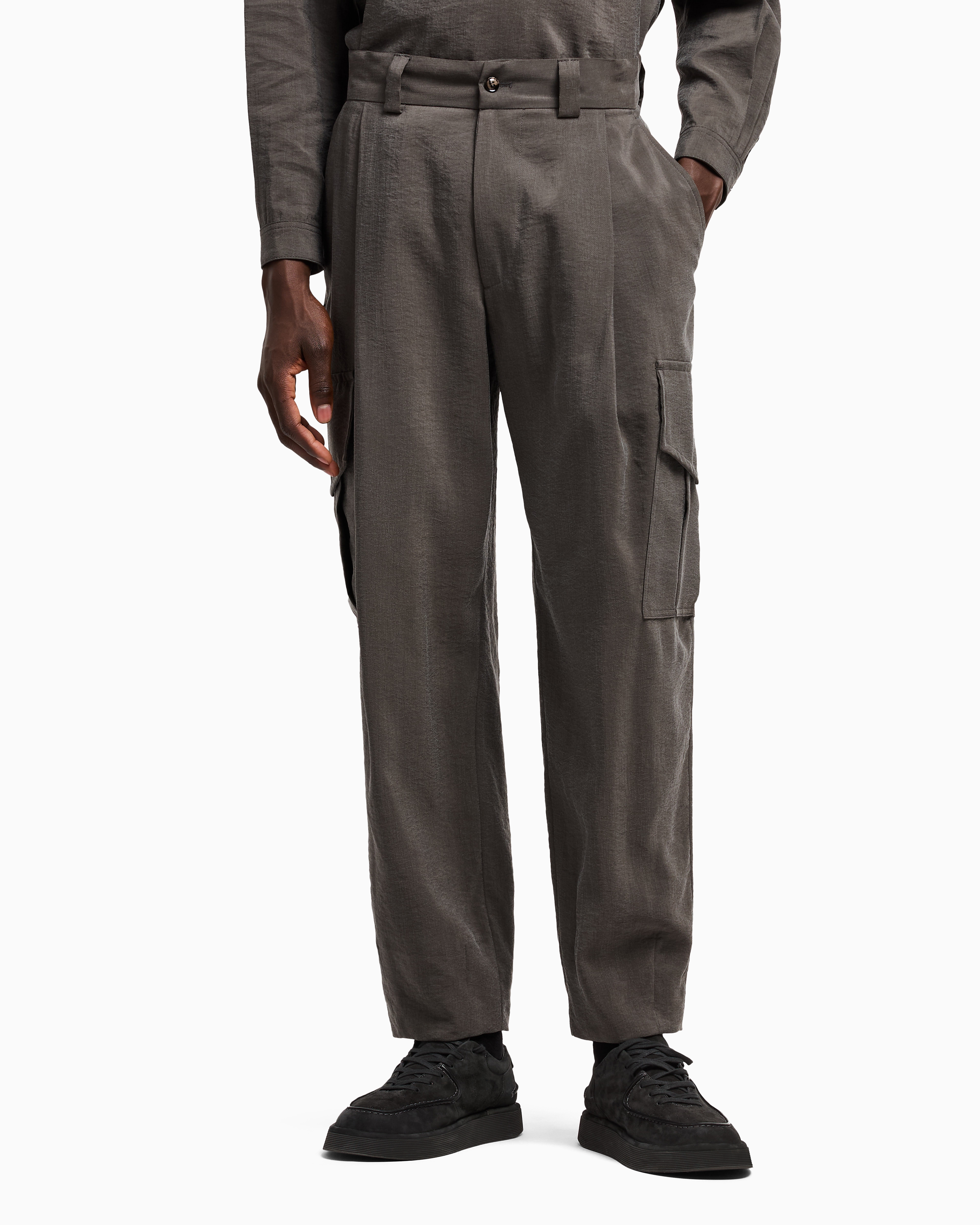 Washed, silk-blend, single-pleat trousers | Giorgio Armani