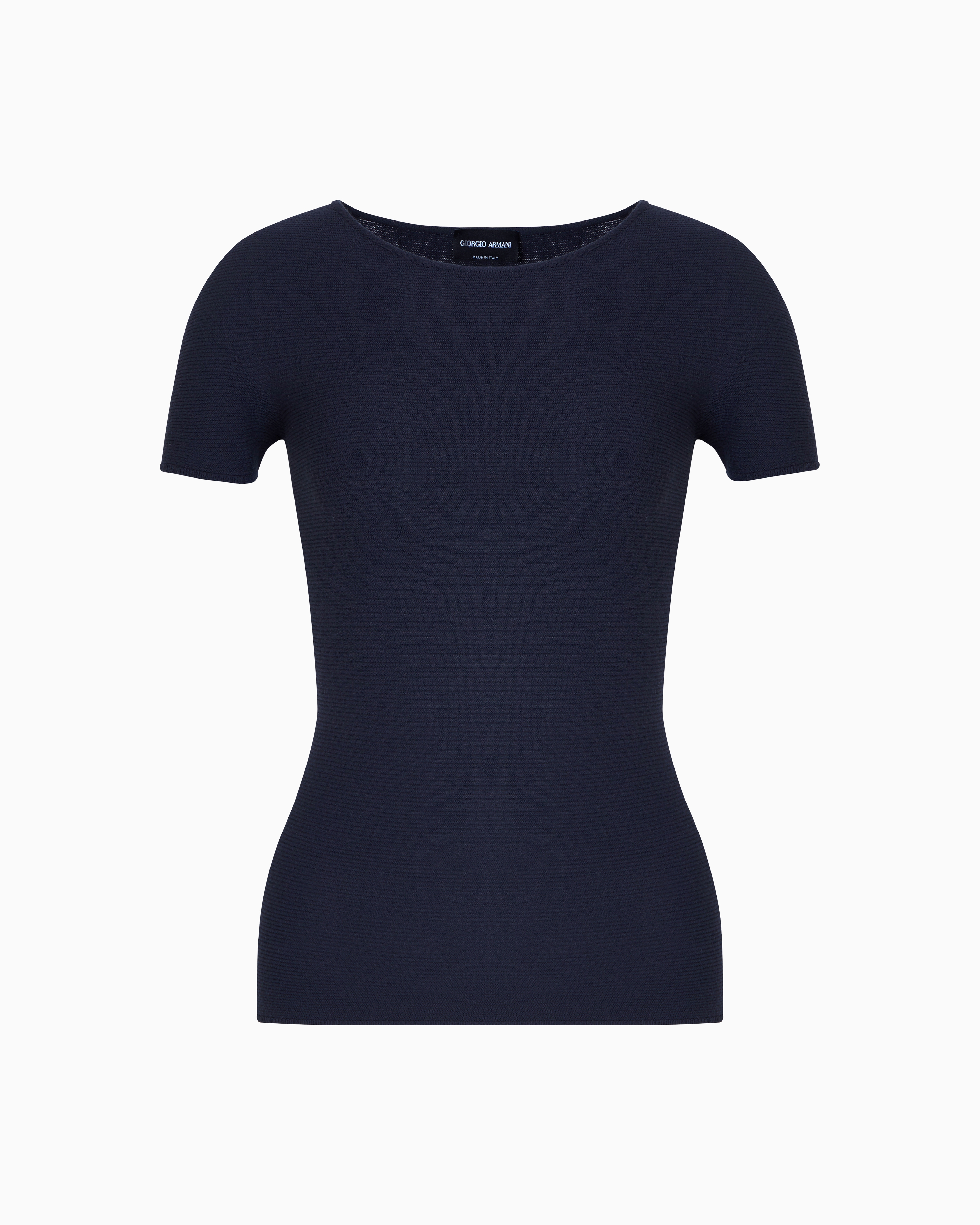 Giorgio Armani Links-stitch Viscose Short-sleeved Jumper In Grey