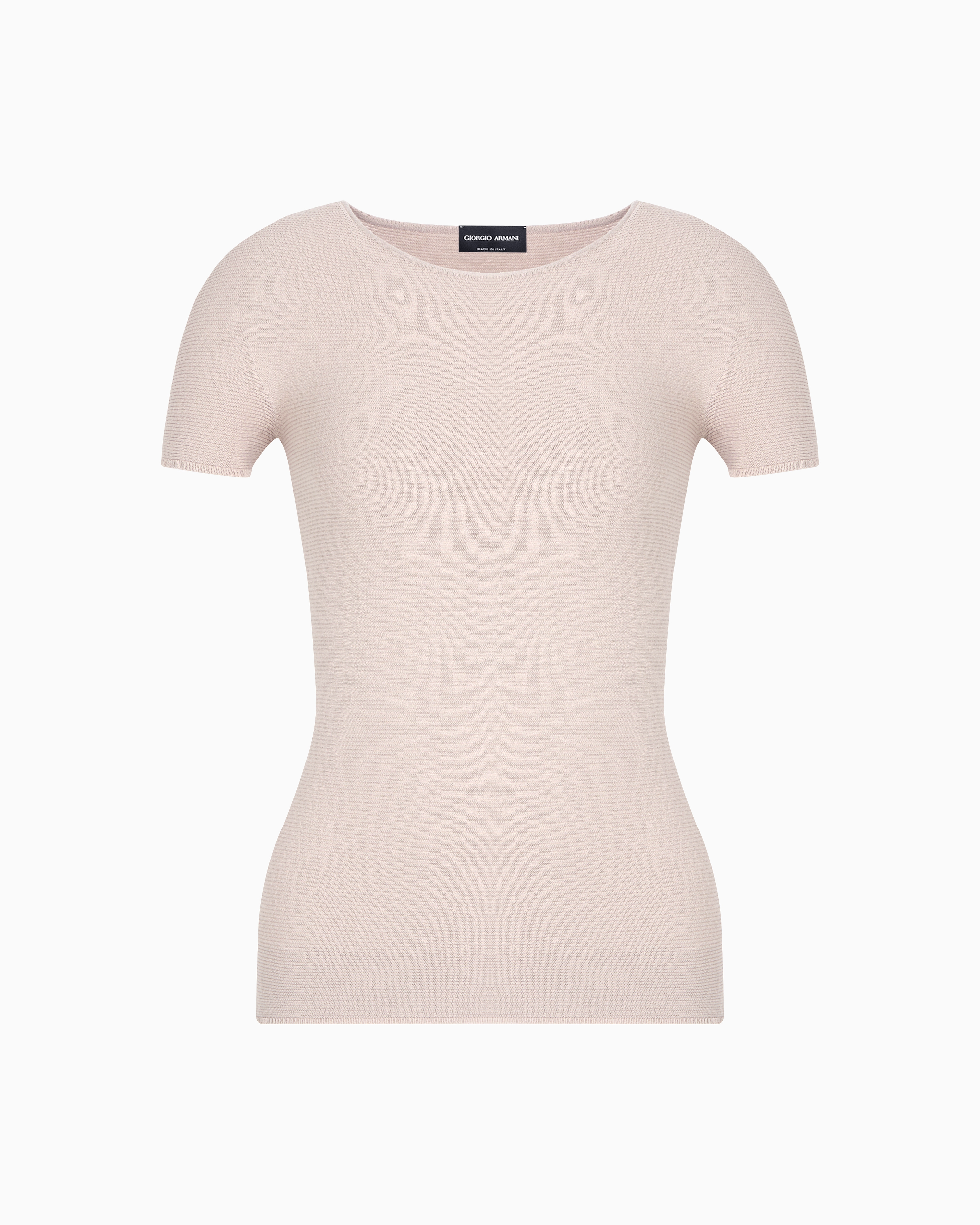 Giorgio Armani Links-stitch Viscose Short-sleeved Jumper In Beige