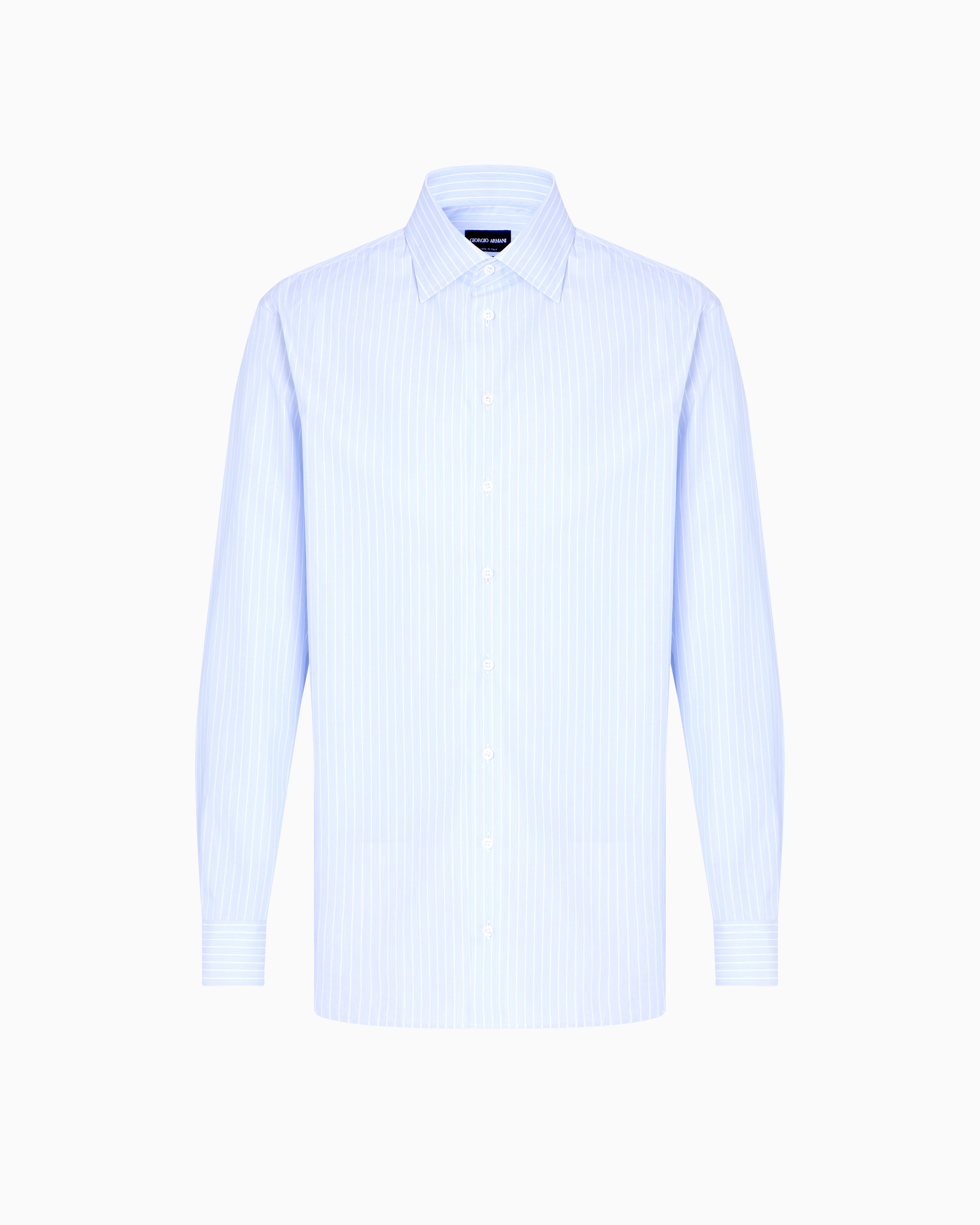 Giorgio Armani Regular-fit Shirt In Luxury Striped Cotton In Blue