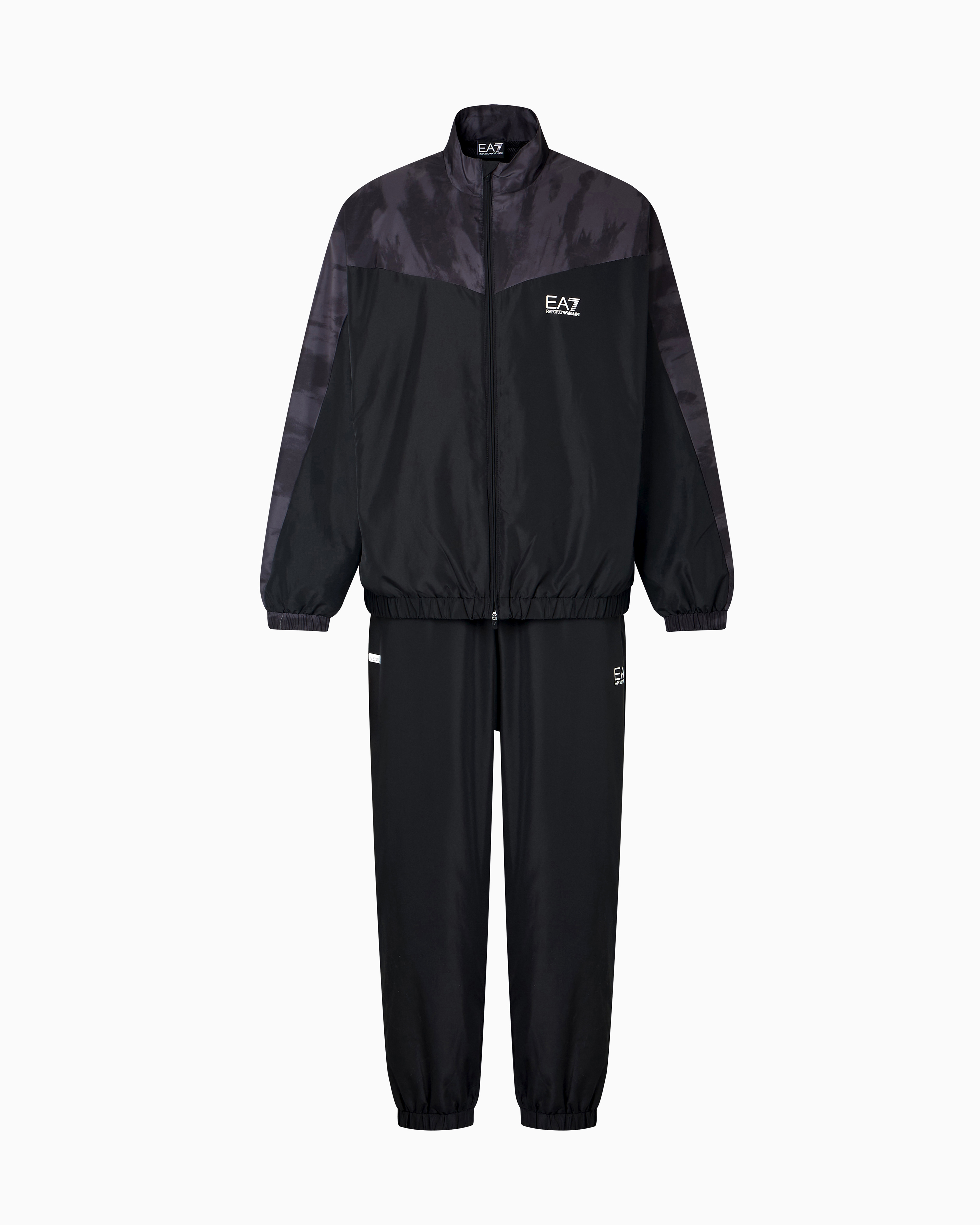 Ea7 Dynamic Athlete Printed Tracksuit In Ventus7 Technical Fabric In Black