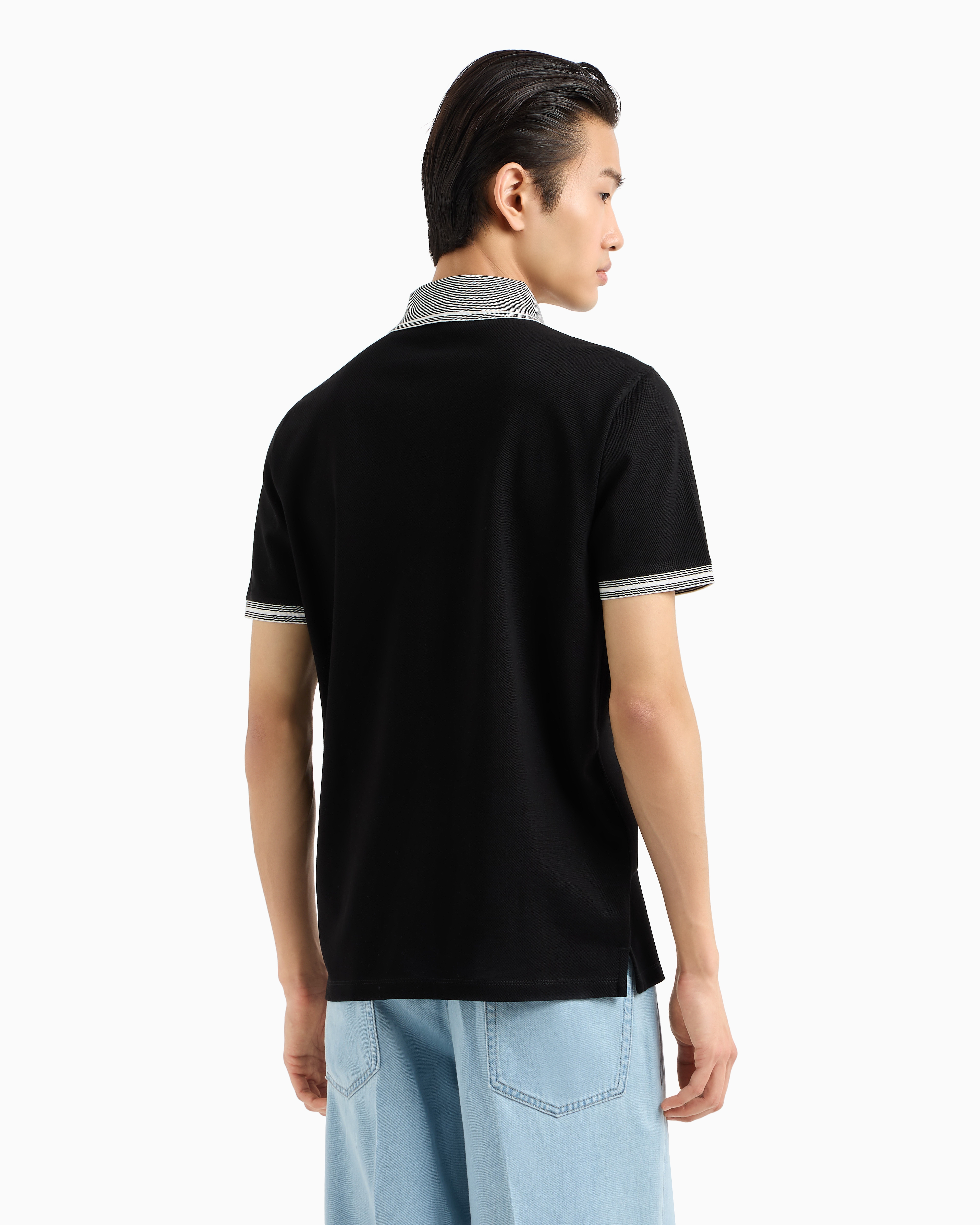 Piqué polo shirt with piped collar | Emporio Armani