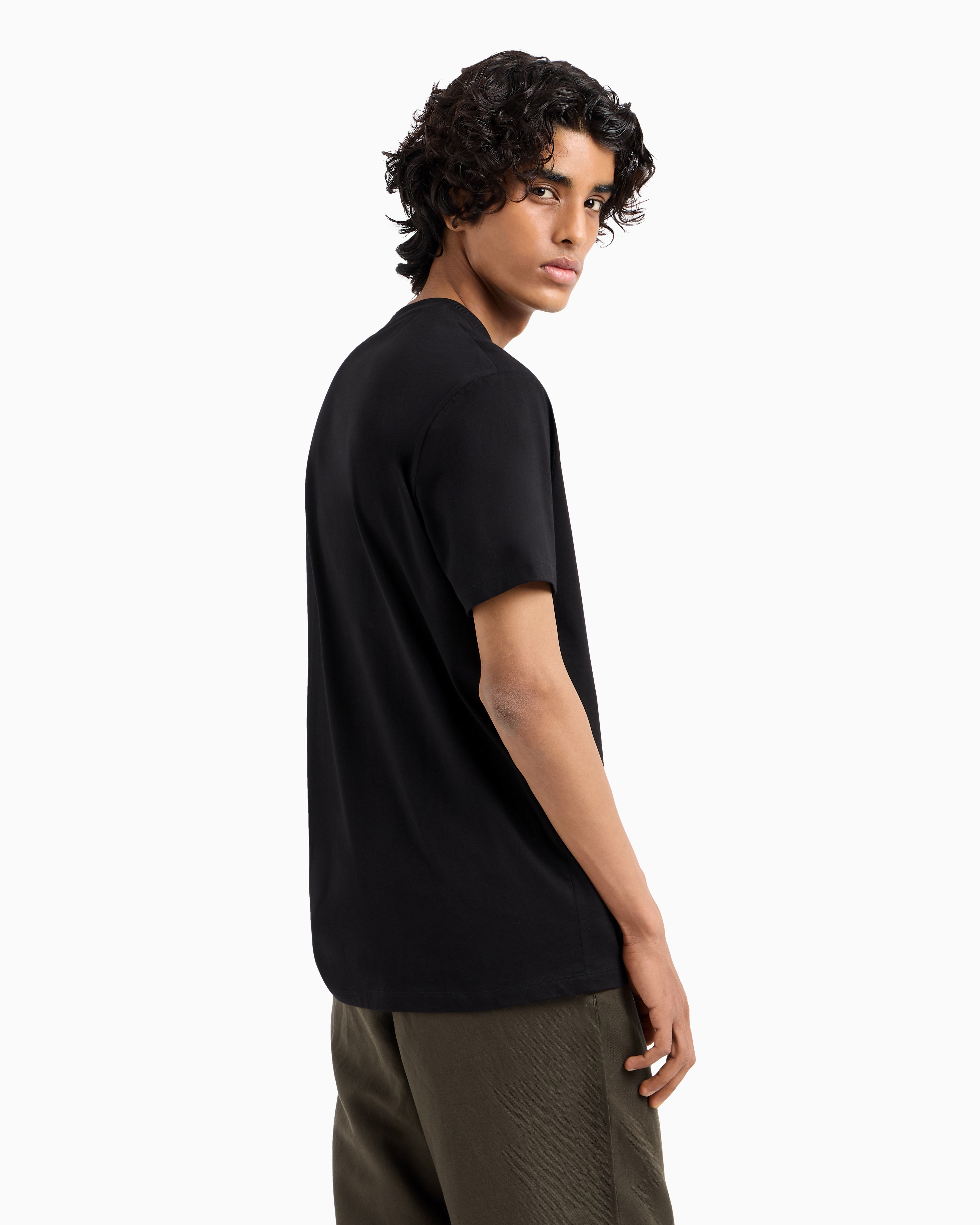 Armani Exchange - Regular fit T-shirt with maxi logo, Man, Black, Size: