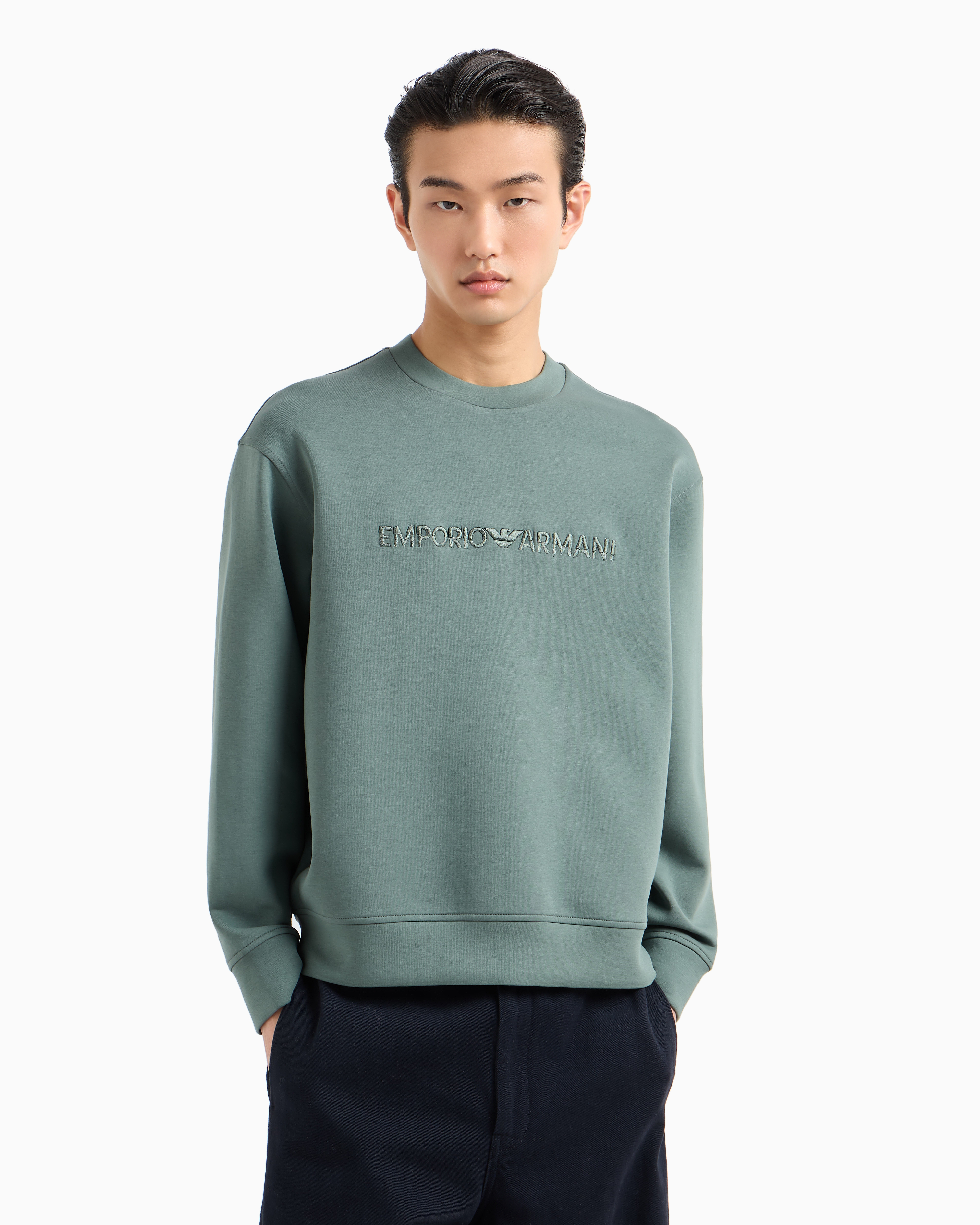 Emporio Armani パームツリー コットン スウェットシャツ Emporio Armani パームツリー コットン スウェットシャツ