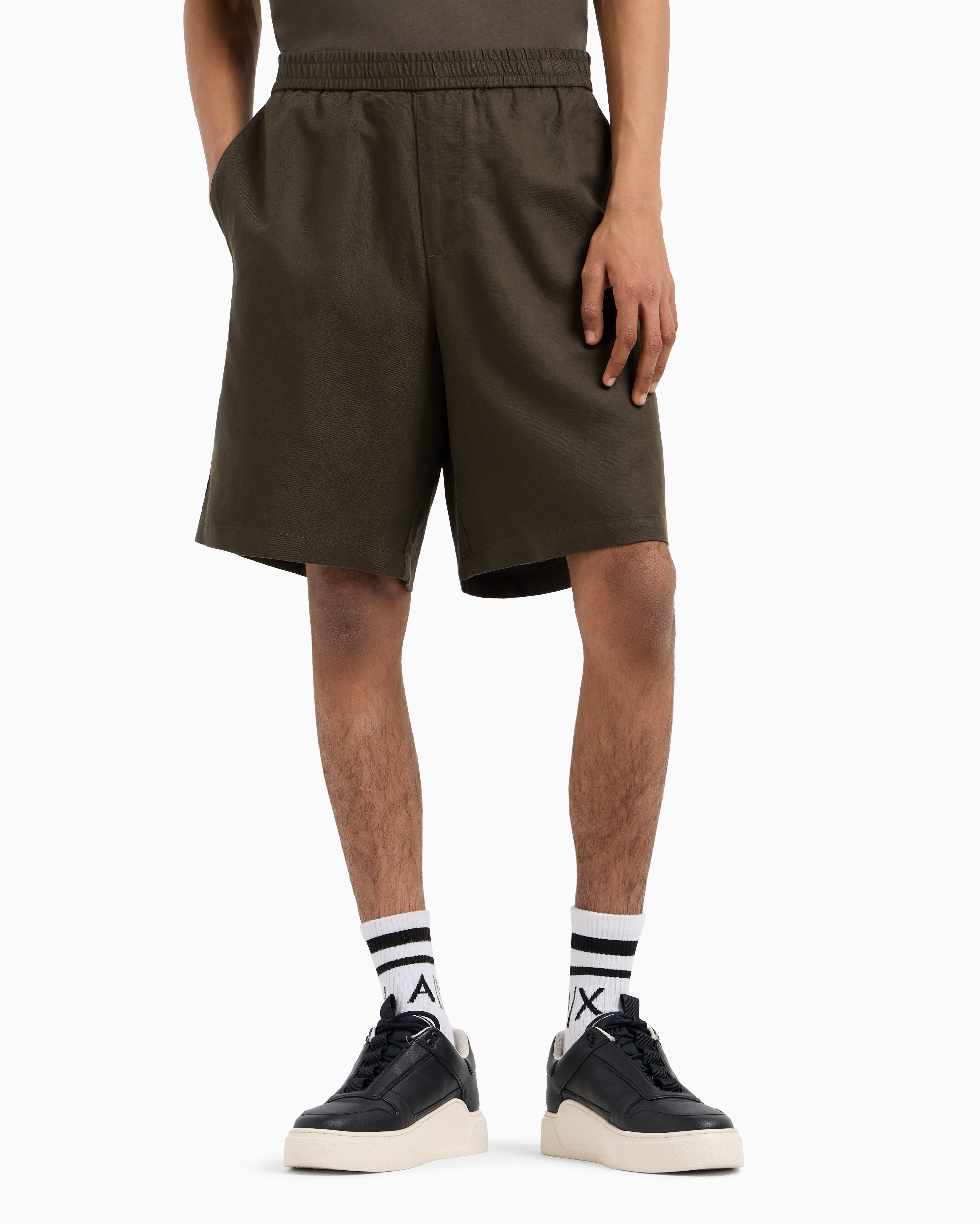 Linen and lyocell chino trousers