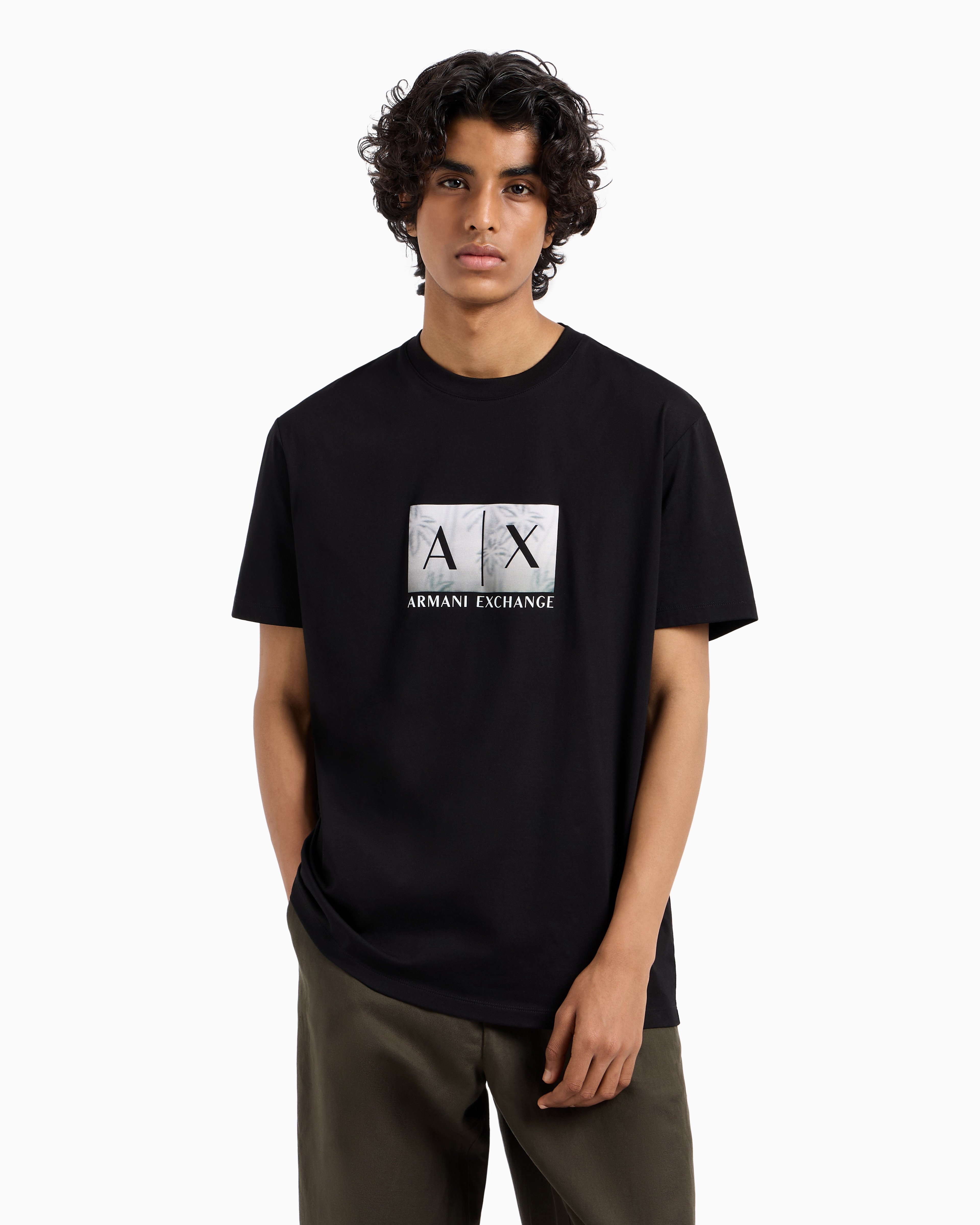 Armani Exchange - Regular fit T-shirt with maxi logo, Man, Black, Size: