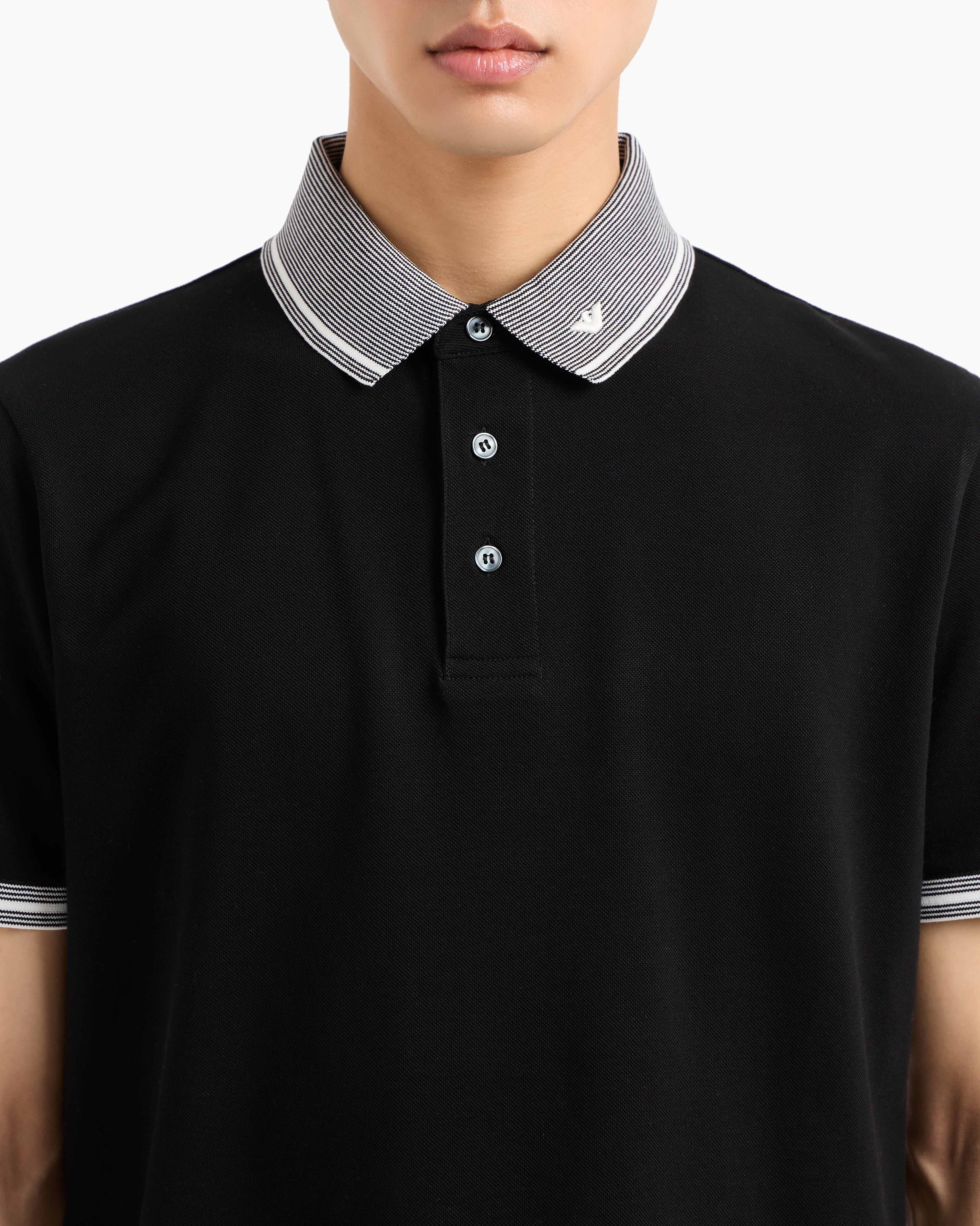 Piqué polo shirt with piped collar | Emporio Armani