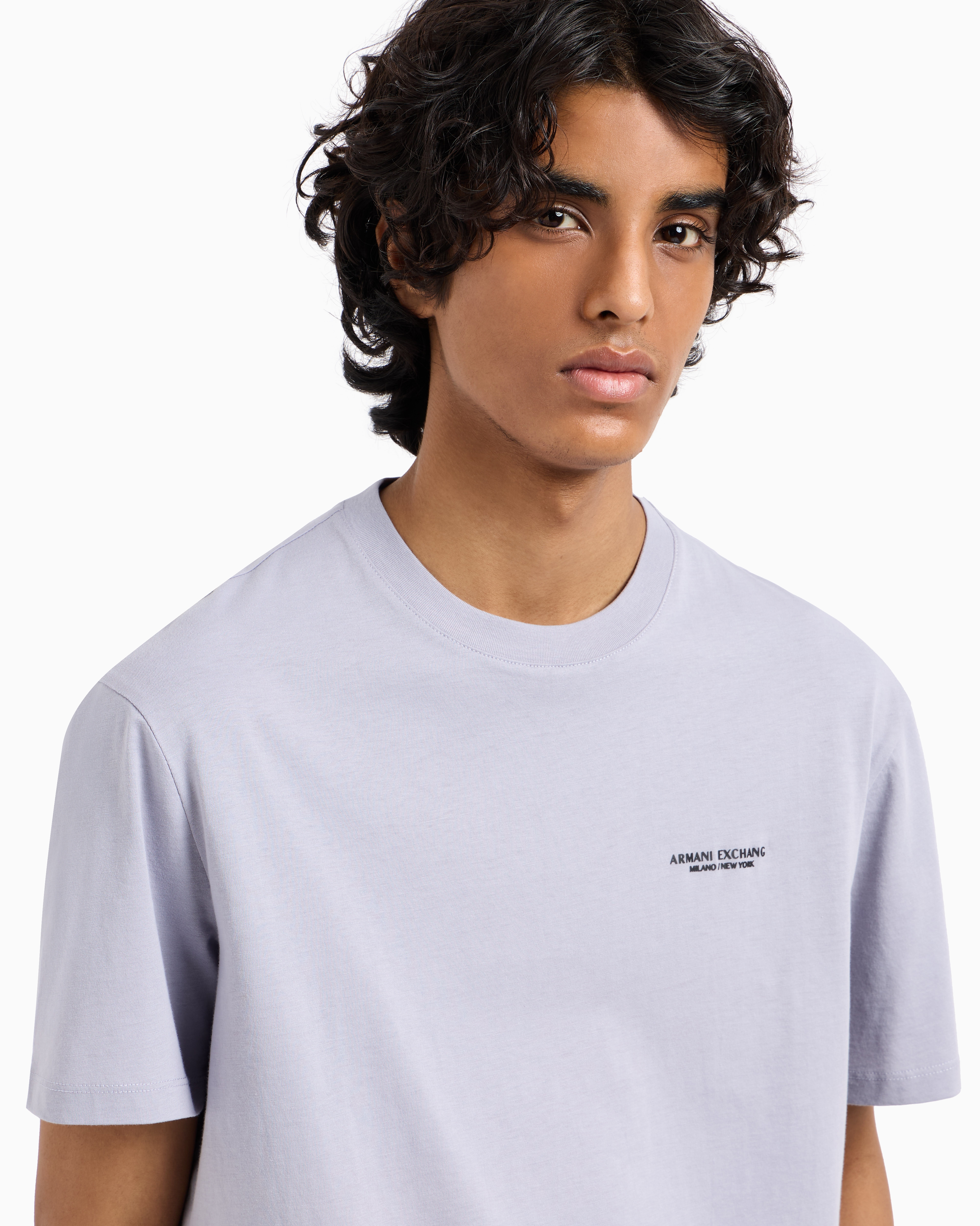 Armani Exchange - Regular fit T-shirt with logo , Man, Purple, Size:
