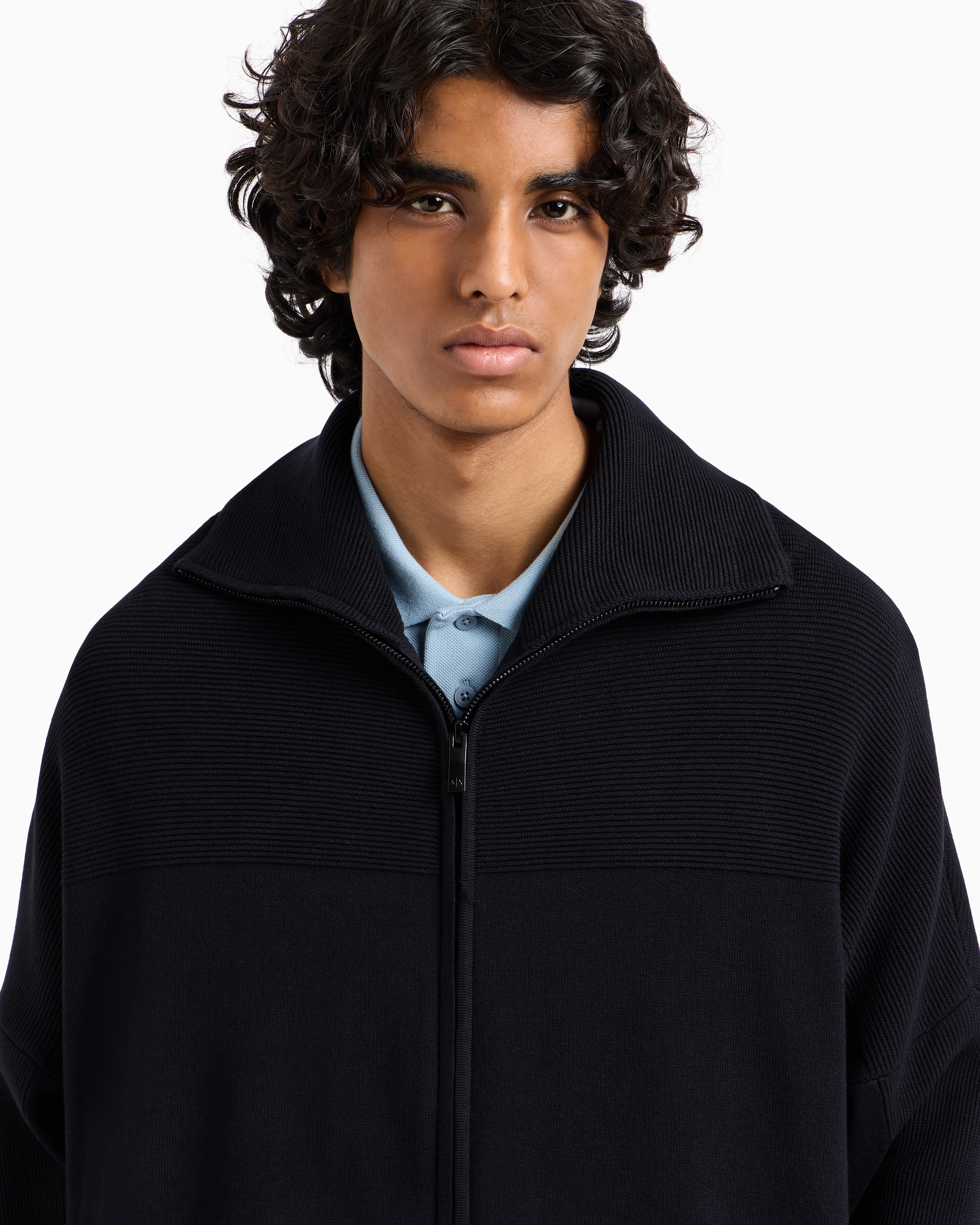 EMPORIO ARMANI ストライプ ジップアップカーディガン EMPORIO ARMANI ストライプ ジップアップカーディガン EMPORIO