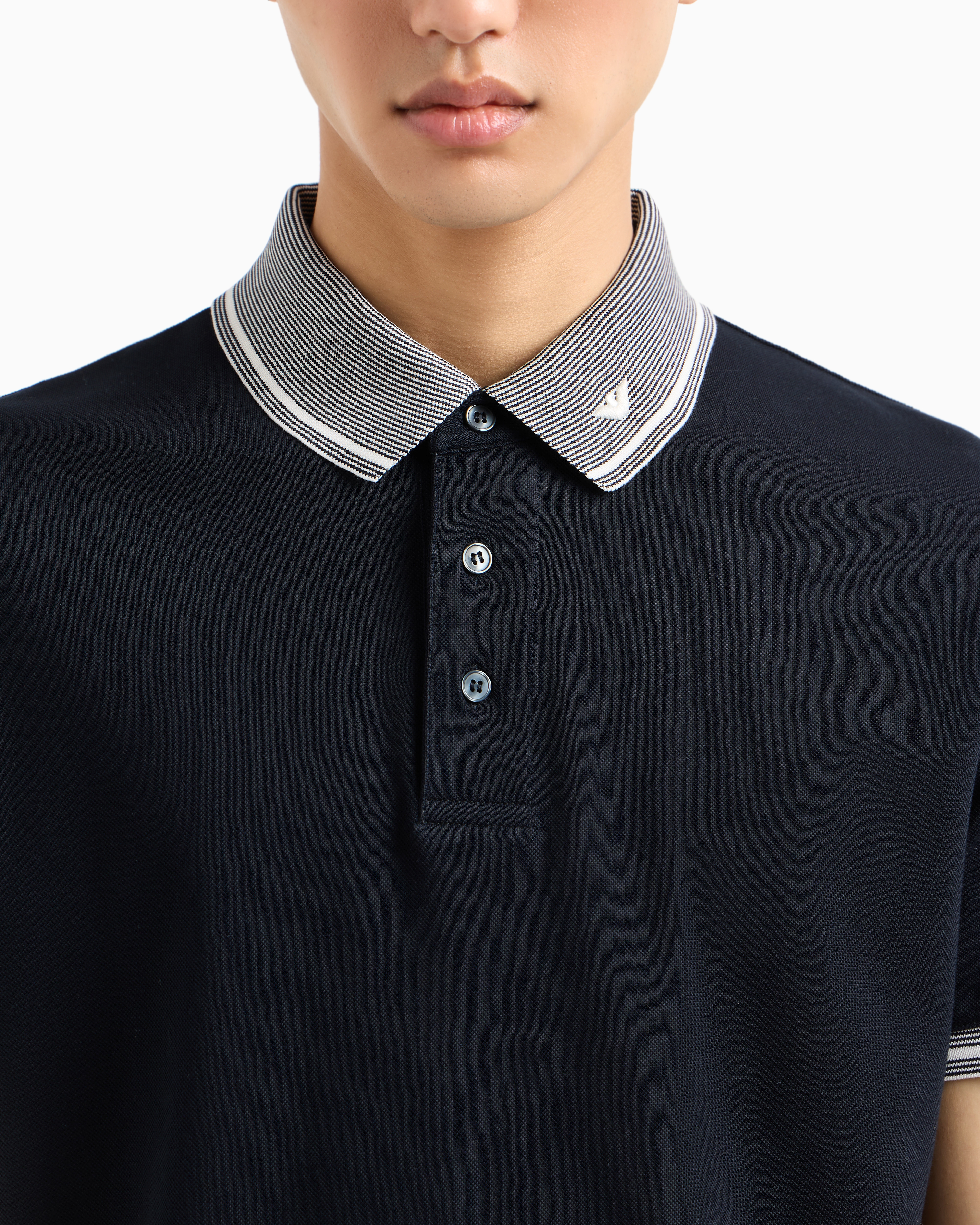 Piqué polo shirt with piped collar | Emporio Armani