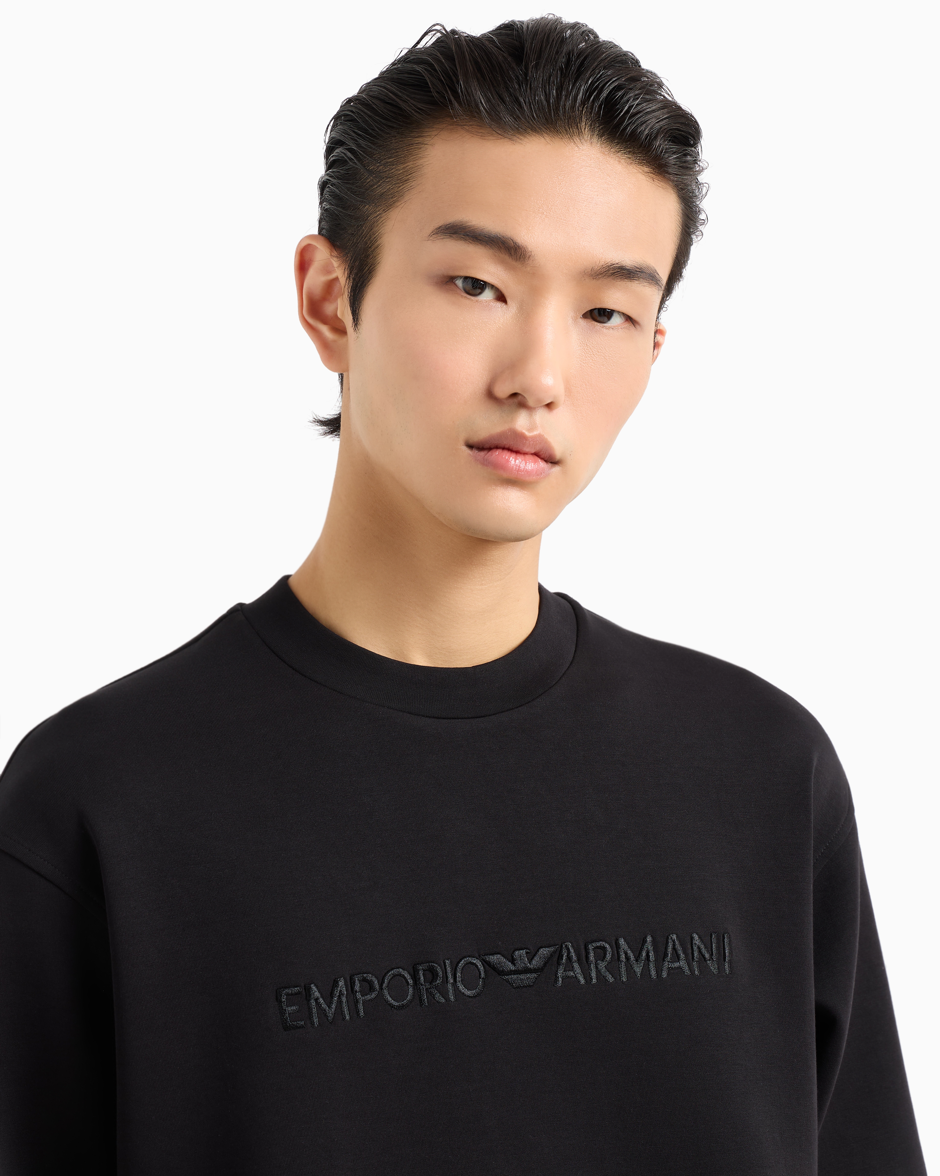 パーカー・フーディ Emporio Armani Embroidered Sweatshirt Clubwear double-jersey hooded, oversize sweatshirt with