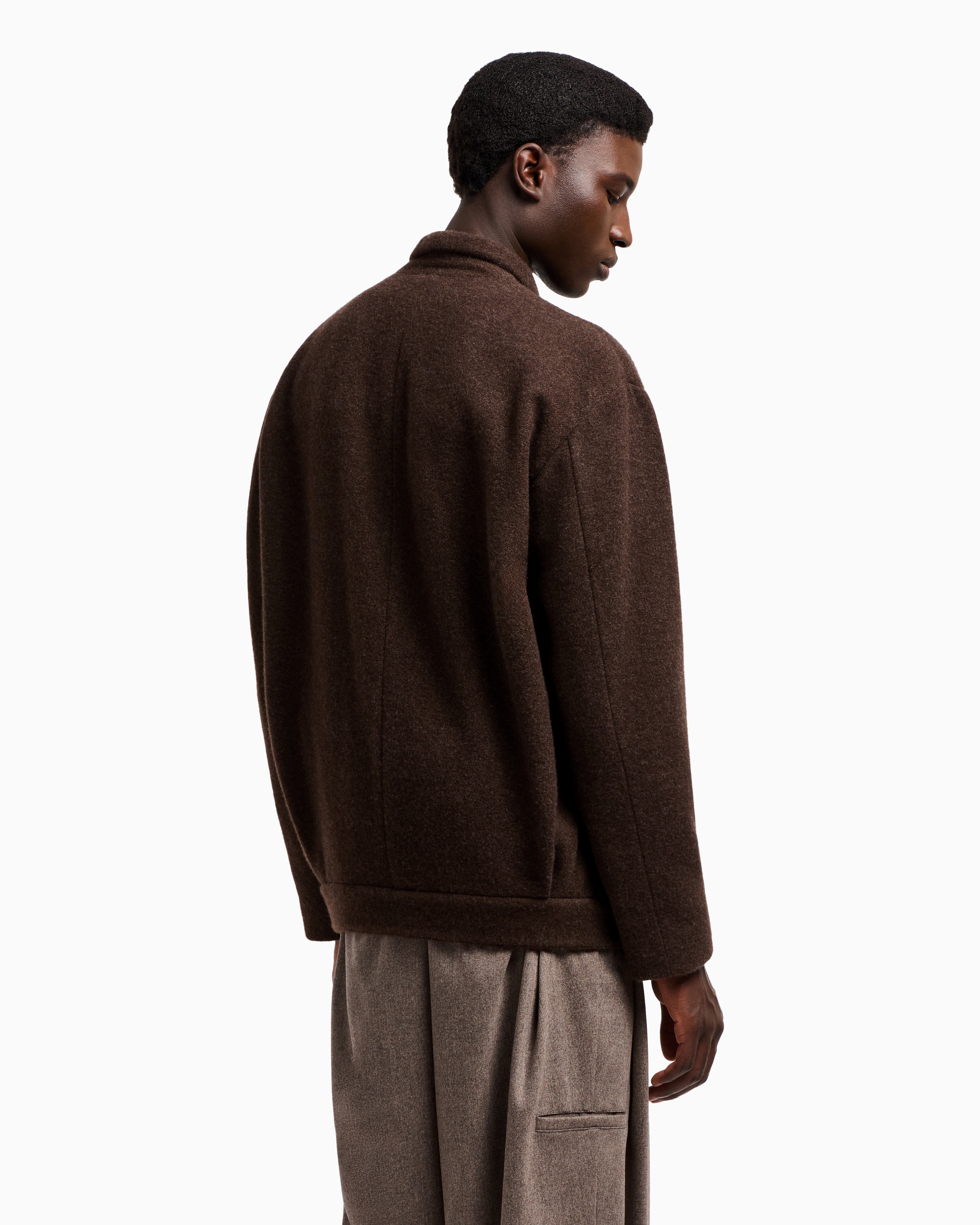 Giorgio Armani Pea Coat In Wool And Cashmere Cloth In Brown