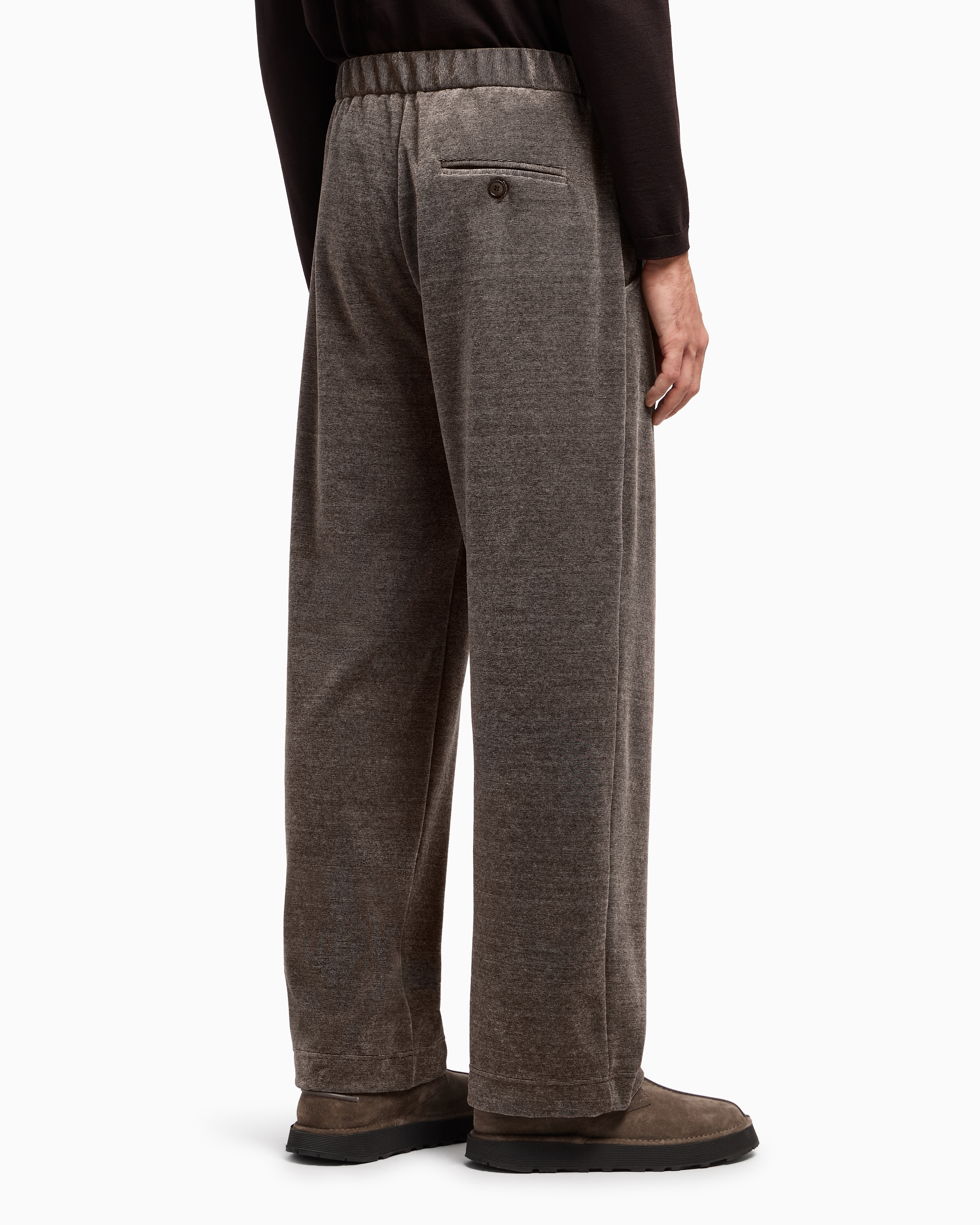 Giorgio Armani Cotton-blend Wide-leg Pants In Brown