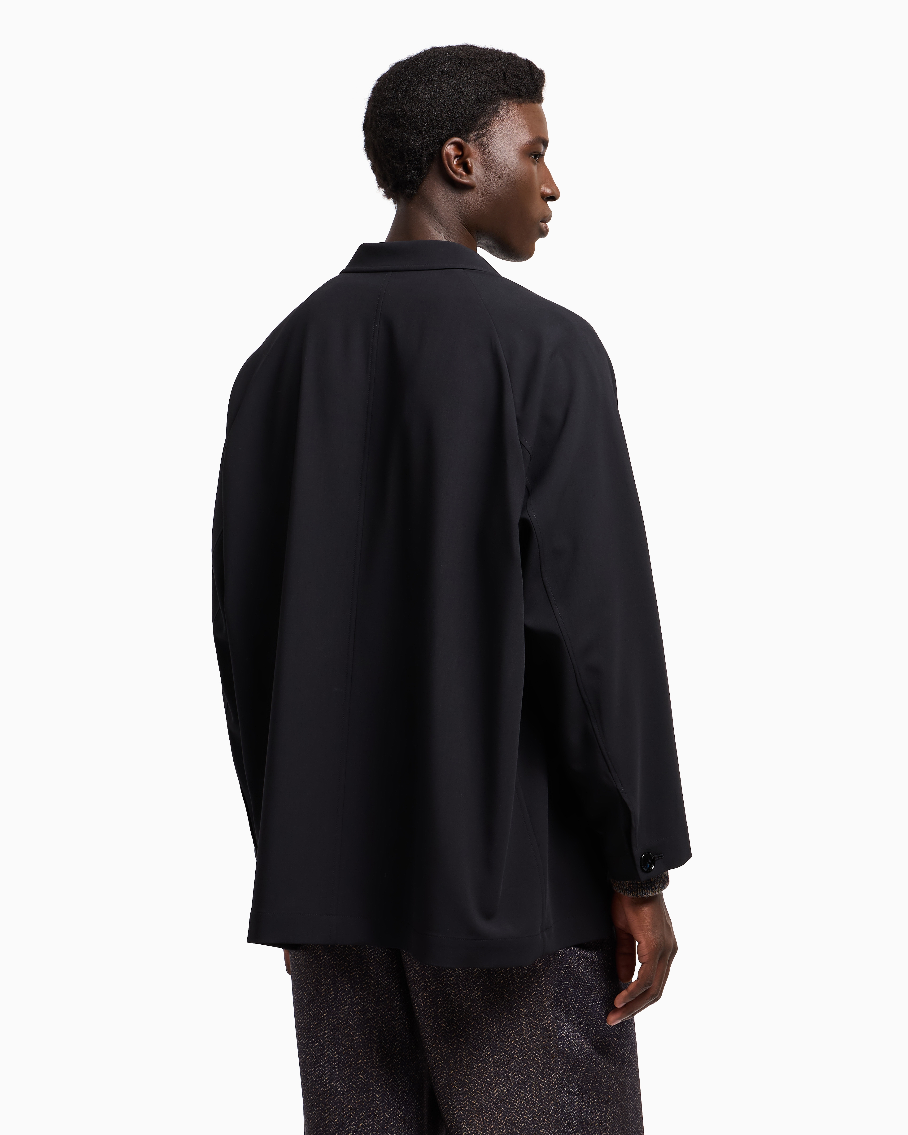 Giorgio Armani Single-breasted Jacket In Pure Wool Crêpe In Blue