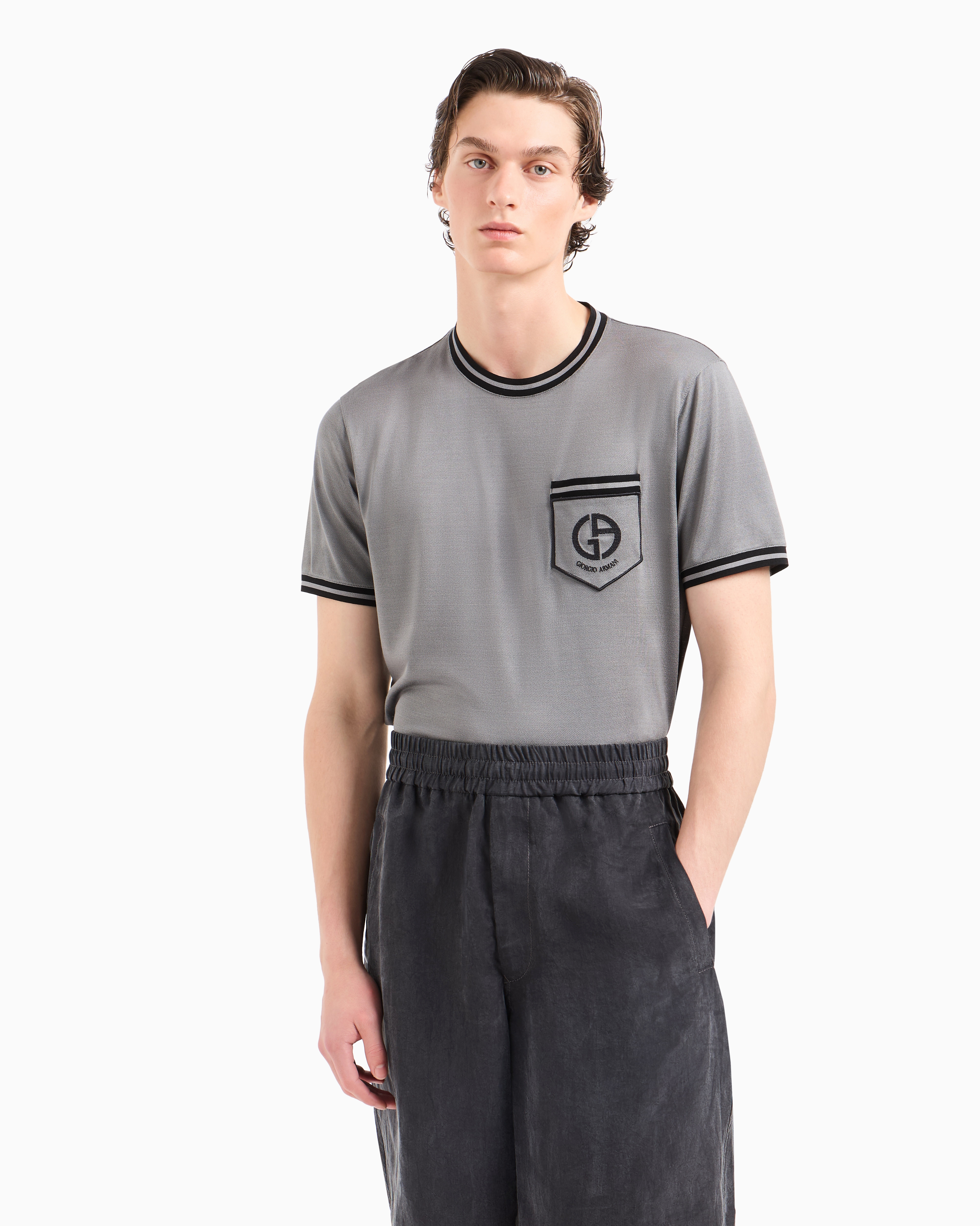 Giorgio Armani Short-sleeved T-shirt In Gray