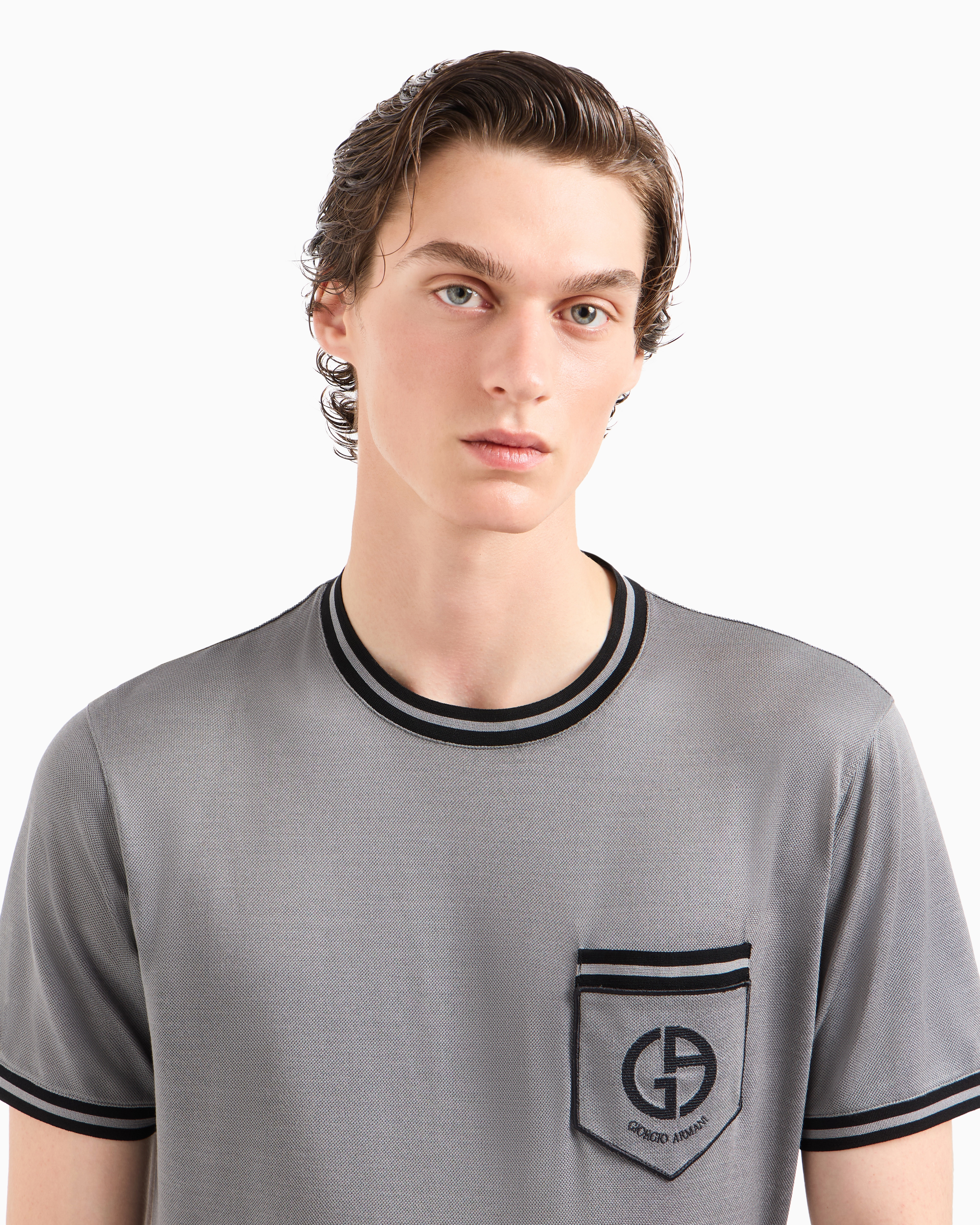 Giorgio Armani Short-sleeved T-shirt In Gray